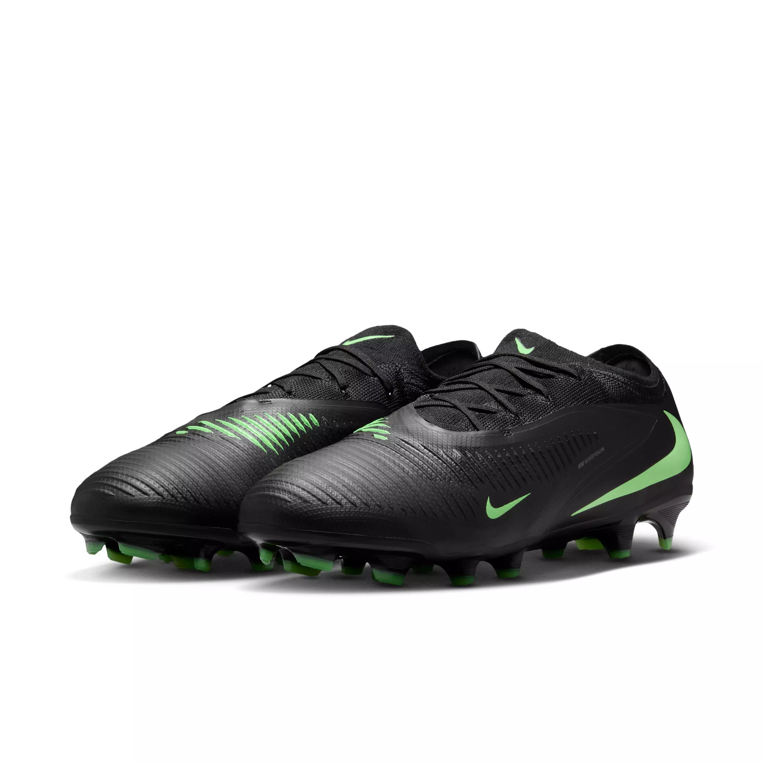 Nike Phantom 6 Low Pro FG "Black/Black/Illusion Green" Men's Soccer Cleat - BLACK/BLACK/GREEN