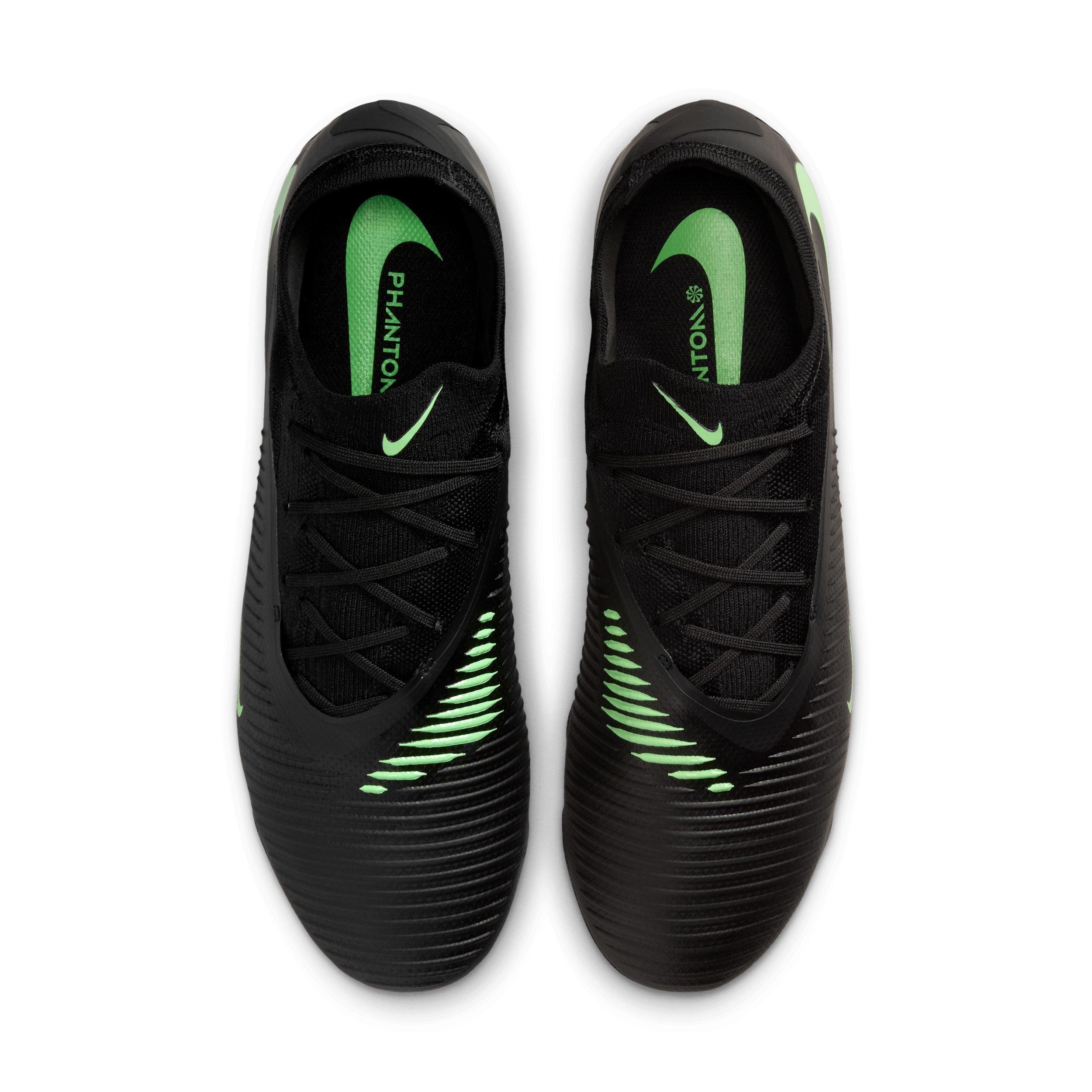 Nike Phantom 6 Low Pro FG "Black/Black/Illusion Green" Men's Soccer Cleat - BLACK/BLACK/GREEN Thumbnail View 4