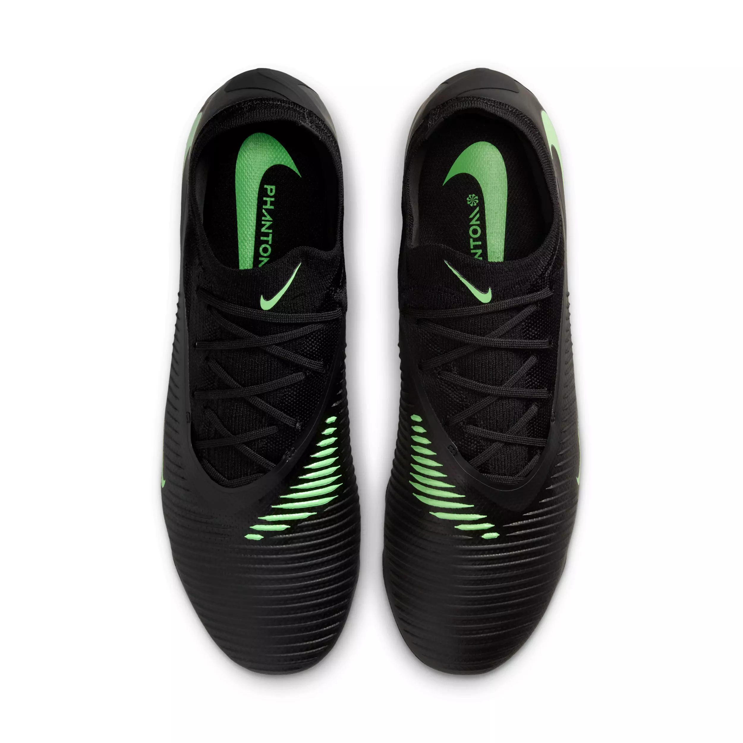 Nike Phantom 6 Low Pro FG "Black/Black/Illusion Green" Men's Soccer Cleat - BLACK/BLACK/GREEN
