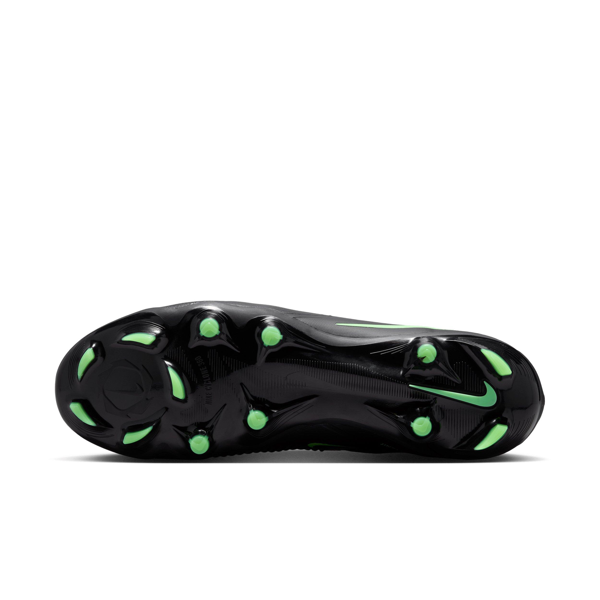 Nike Phantom 6 Low Pro FG "Black/Black/Illusion Green" Men's Soccer Cleat - BLACK/BLACK/GREEN Thumbnail View 6