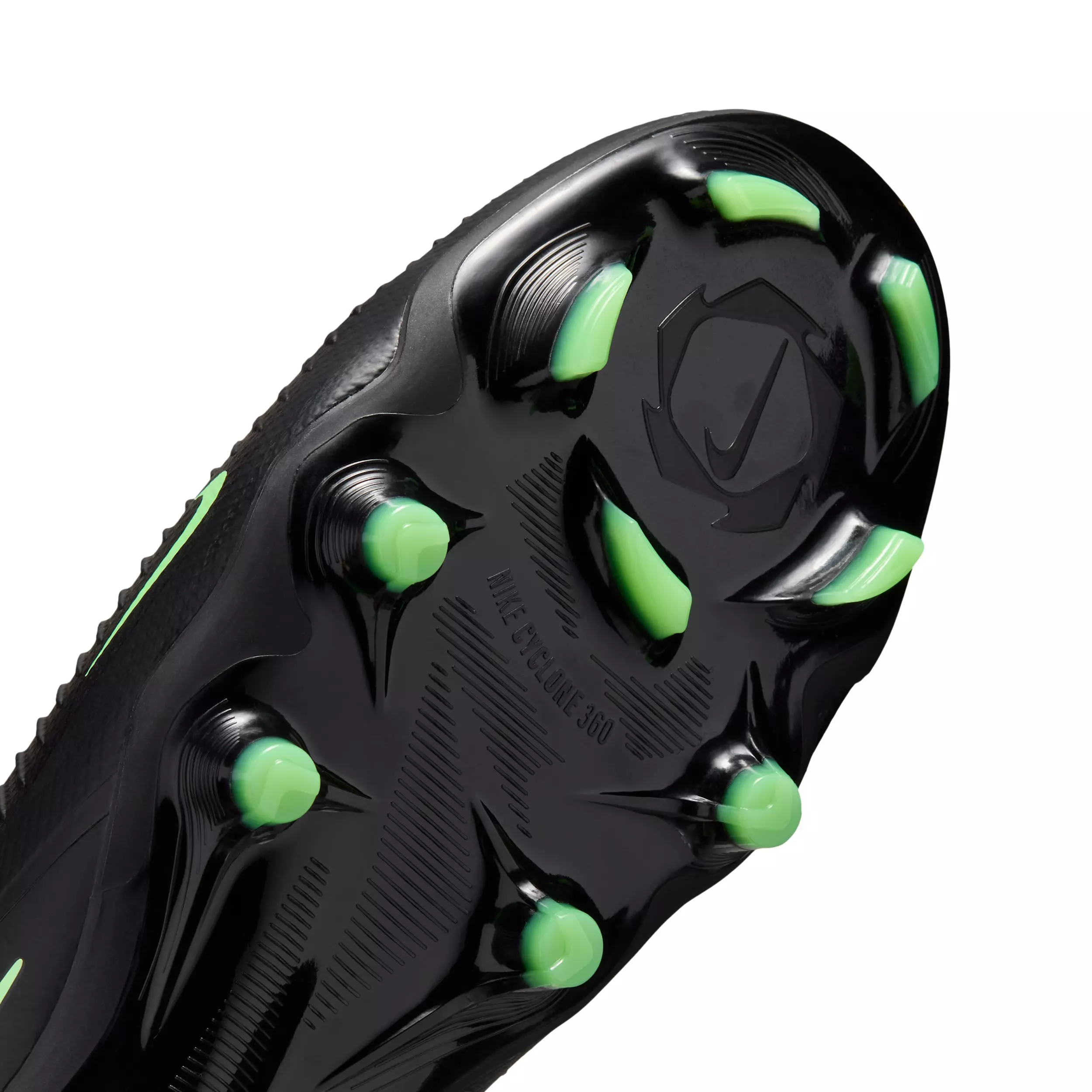 Nike Phantom 6 Low Pro FG "Black/Black/Illusion Green" Men's Soccer Cleat - BLACK/BLACK/GREEN