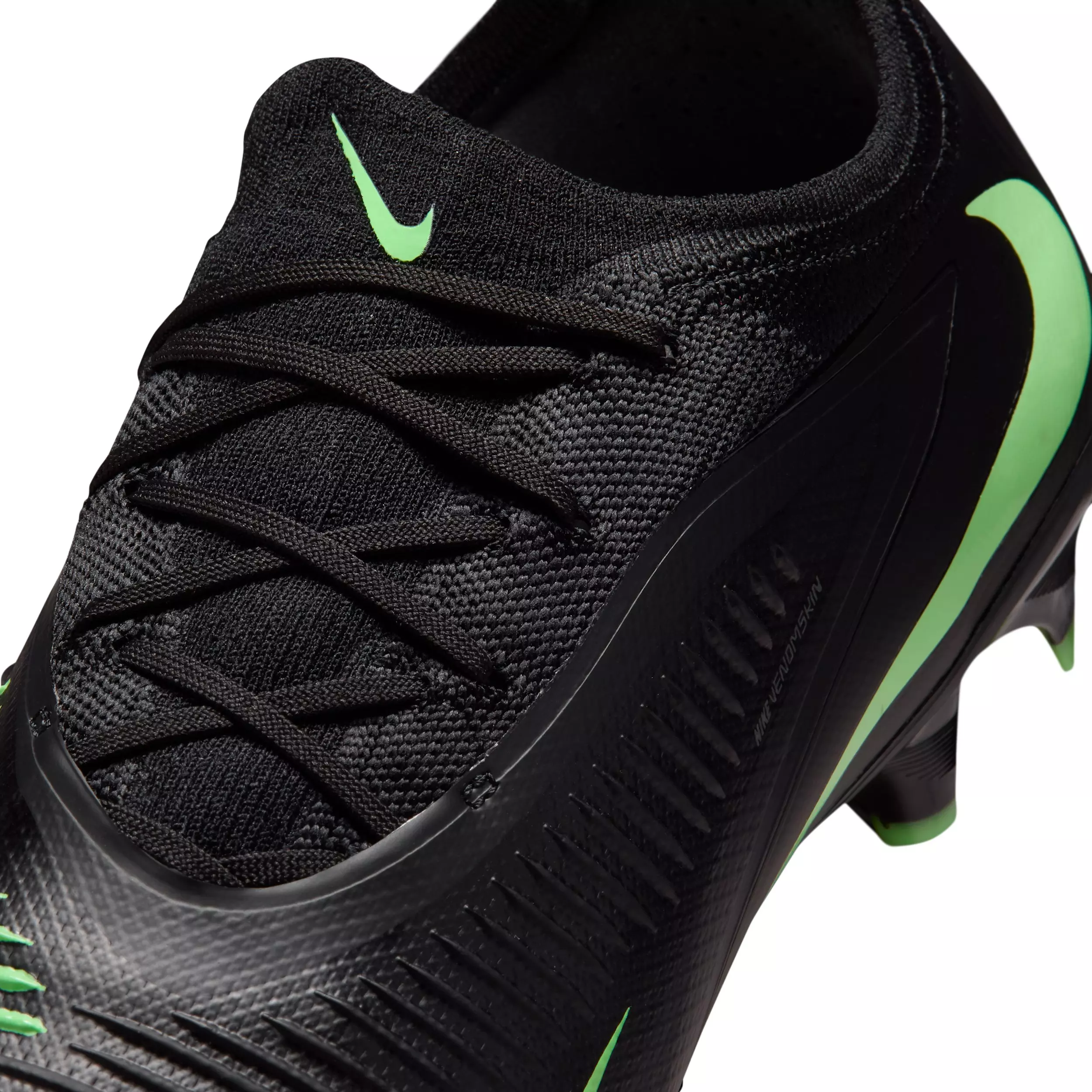 Nike Phantom 6 Low Pro FG "Black/Black/Illusion Green" Men's Soccer Cleat - BLACK/BLACK/GREEN