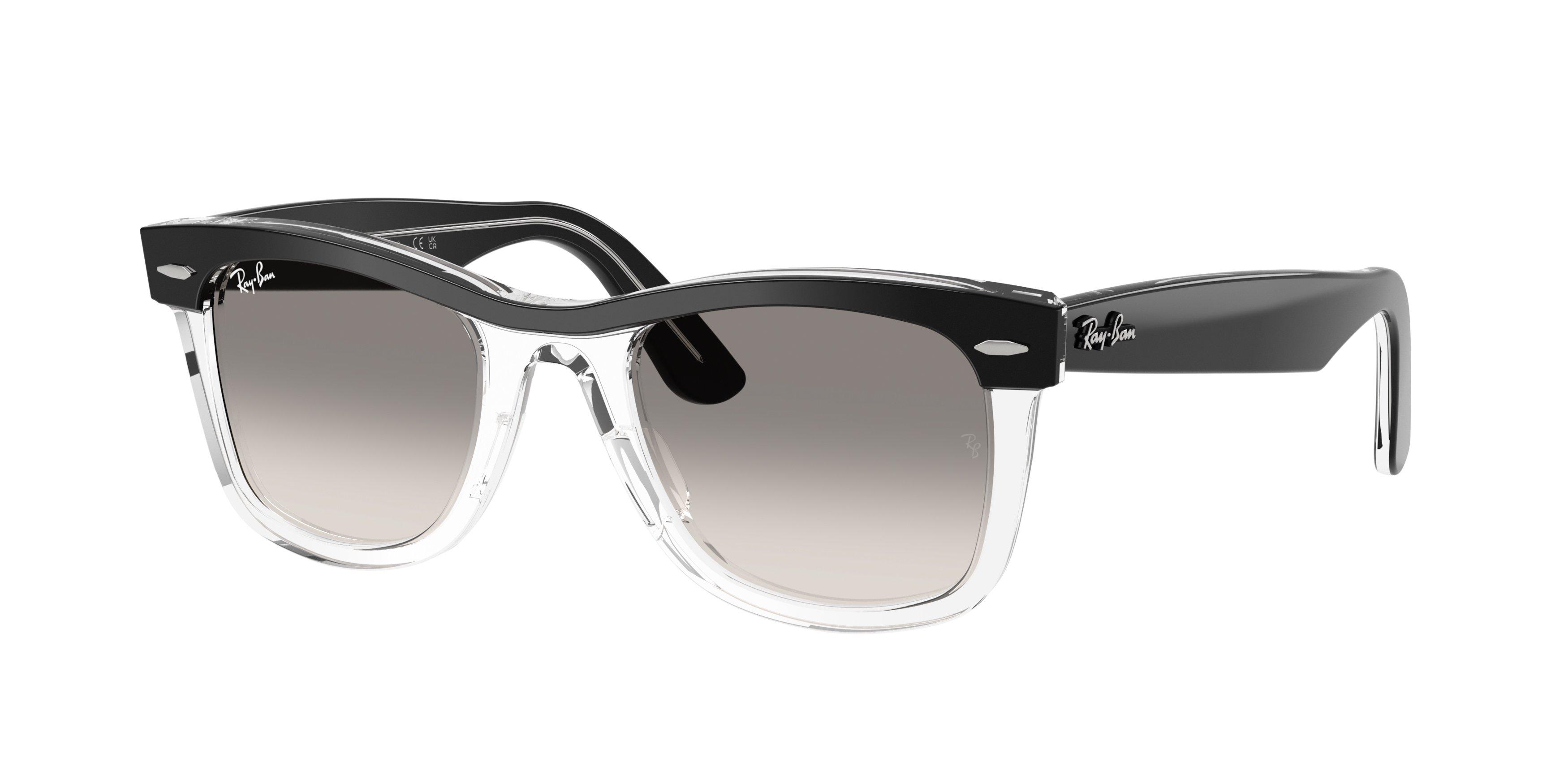 Ray-Ban Wayfarer Clear Grey Gradient Sunglasses &ndash; Black on Transparent - BLACK/GREY Thumbnail View 1