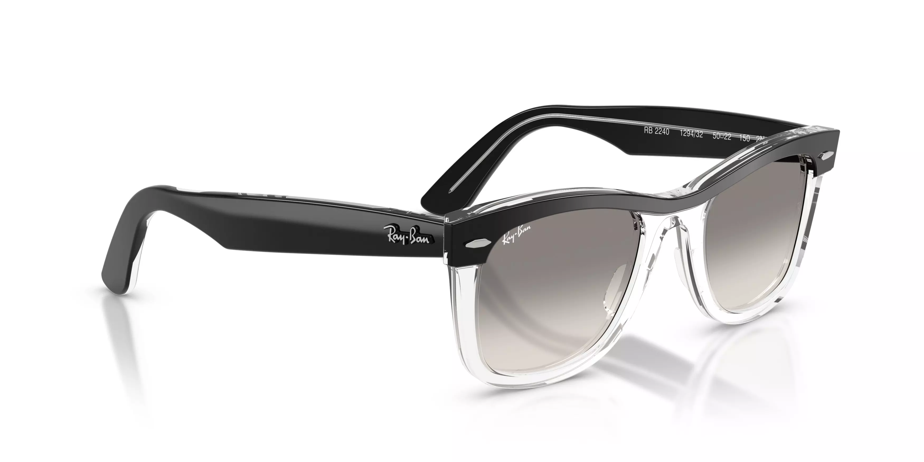 Ray-Ban Wayfarer Clear Grey Gradient Sunglasses – Black on Transparent - BLACK/GREY