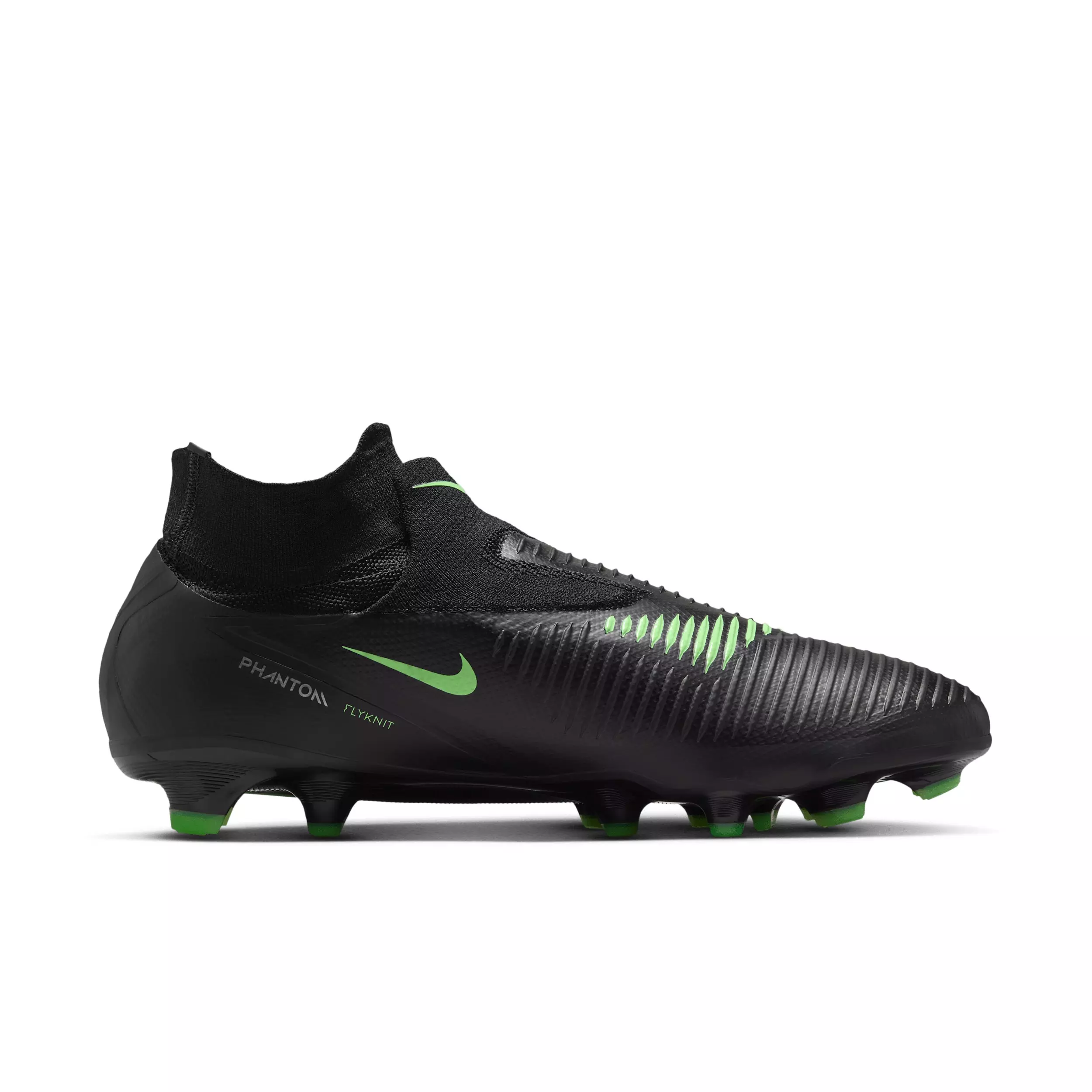 Nike Phantom 6 High Pro FG "Black/Black/Illusion Green" Men's Soccer Cleat - BLACK/BLACK/GREEN