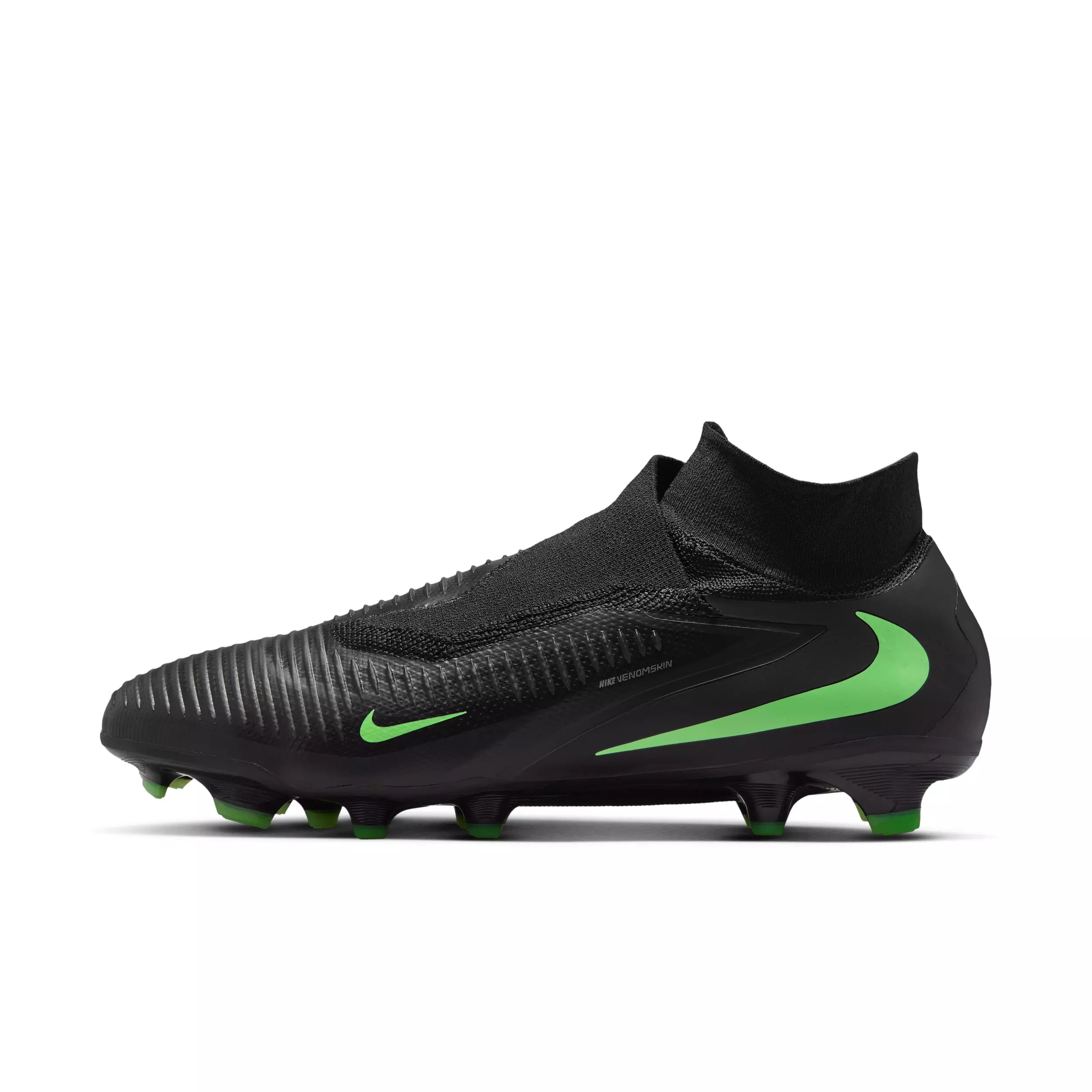 Nike Phantom 6 High Pro FG "Black/Black/Illusion Green" Men's Soccer Cleat - BLACK/BLACK/GREEN