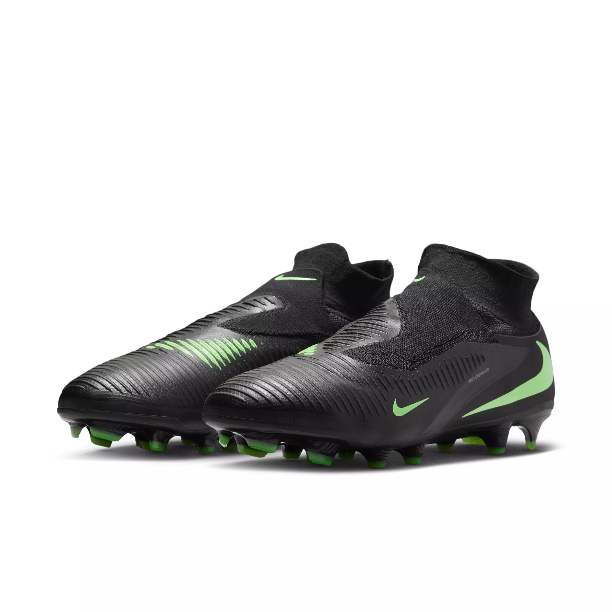Nike Phantom 6 High Pro FG "Black/Black/Illusion Green" Men's Soccer Cleat - BLACK/BLACK/GREEN