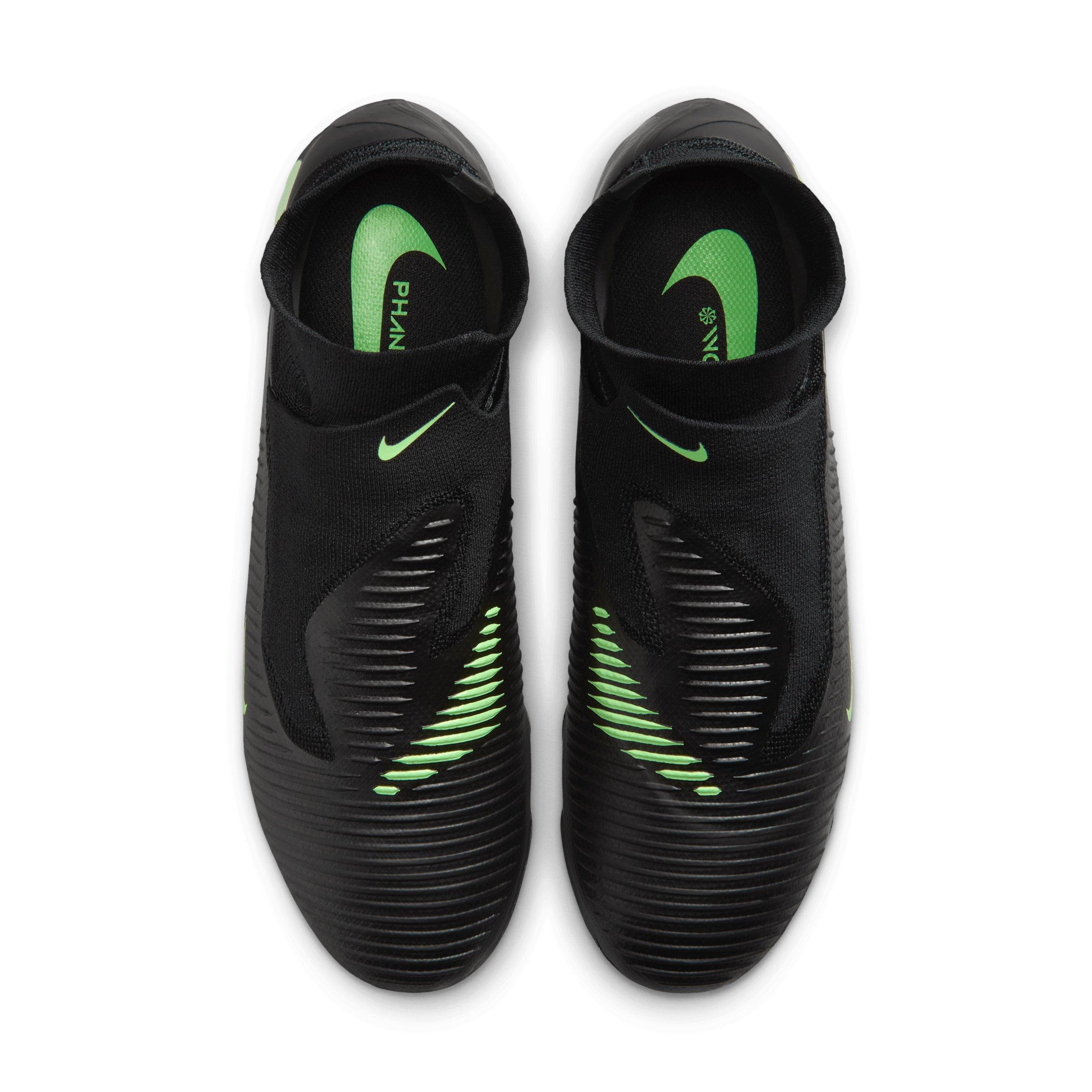 Nike Phantom 6 High Pro FG "Black/Black/Illusion Green" Men's Soccer Cleat - BLACK/BLACK/GREEN