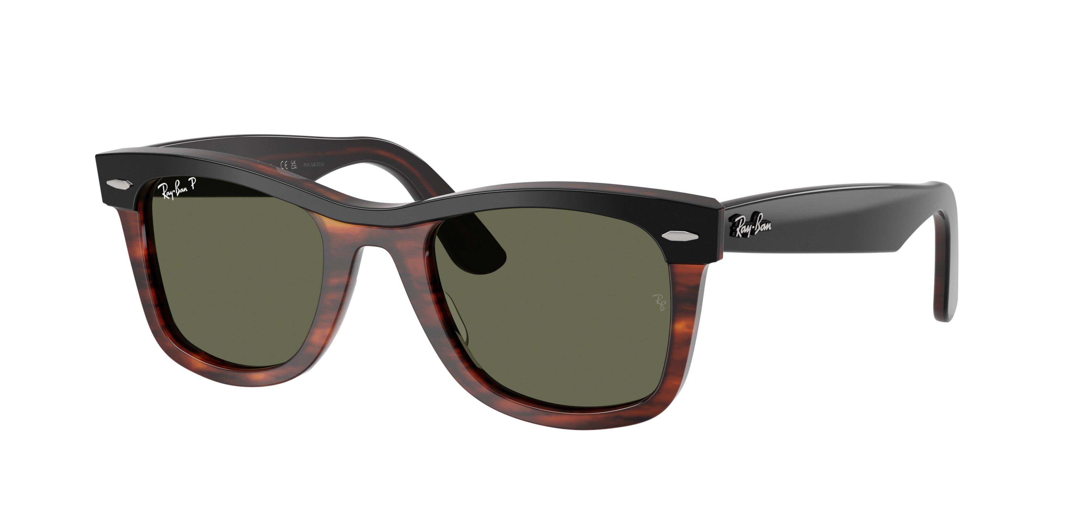 Ray-Ban Wayfarer Green Polarized Sunglasses &ndash; Black on Havana - BLACK/GREEN Thumbnail View 1
