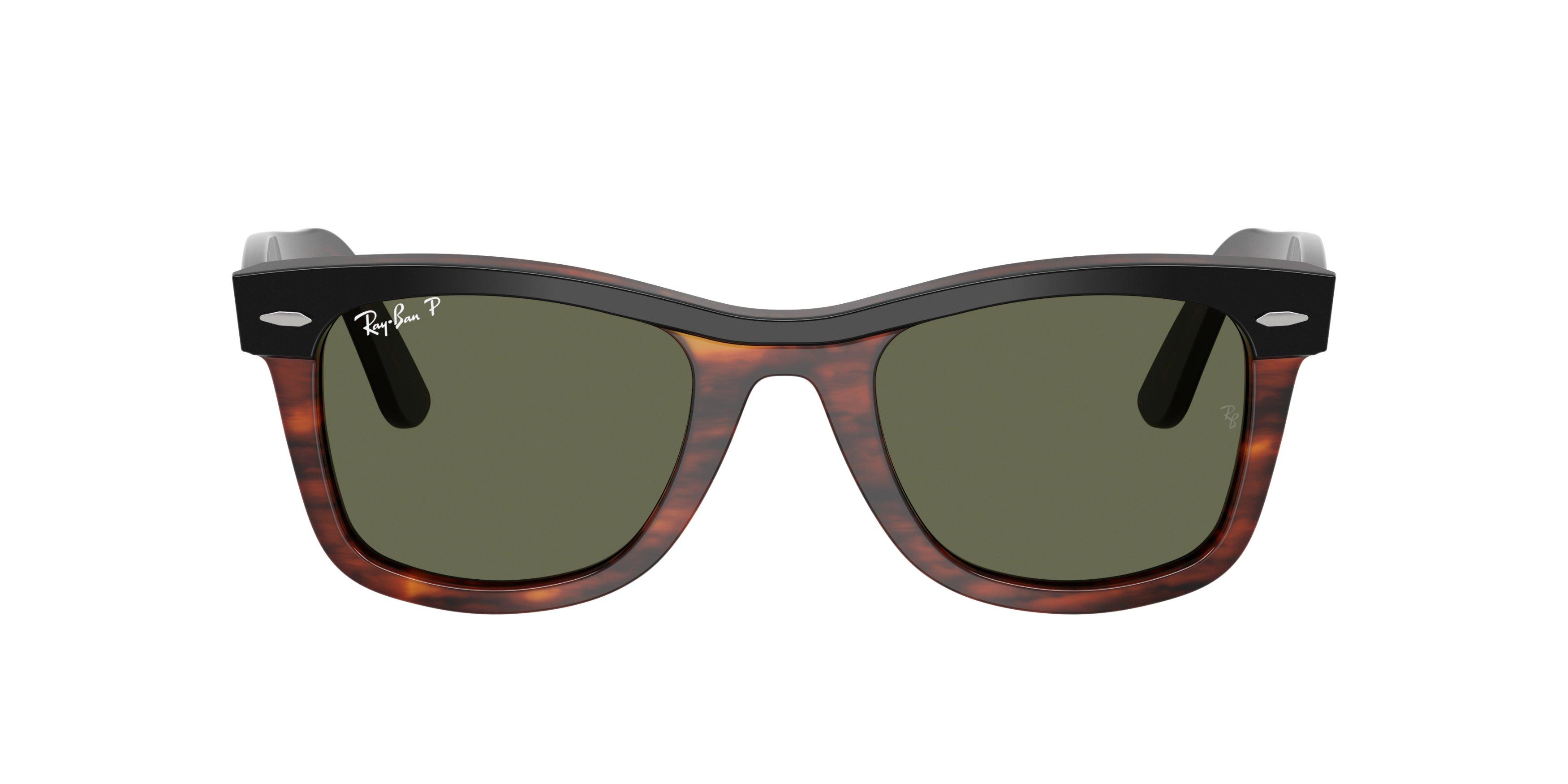 Ray-Ban Wayfarer Green Polarized Sunglasses &ndash; Black on Havana - BLACK/GREEN Thumbnail View 2