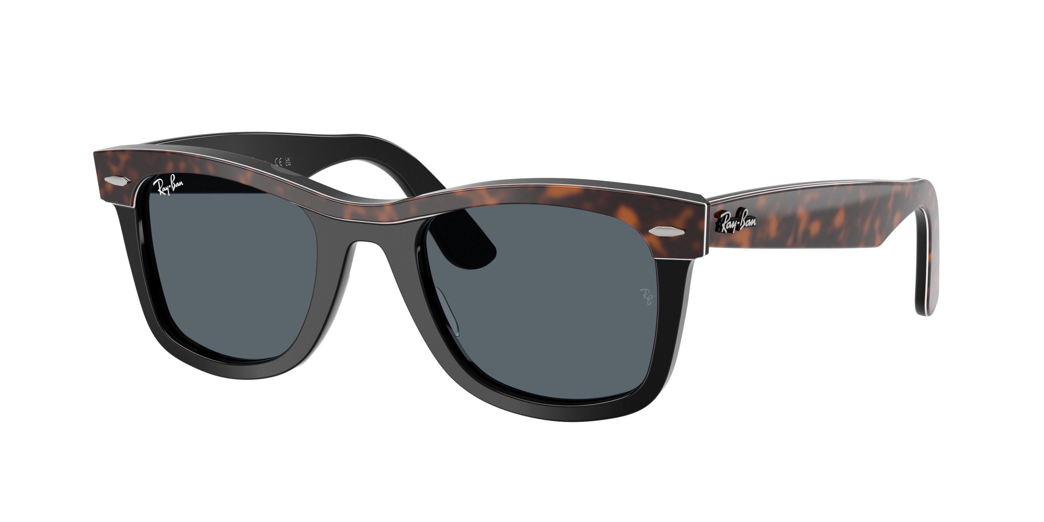Ray-Ban Wayfarer Blue Sunglasses &ndash; Havana on Black - BLACK/BLUE Thumbnail View 1