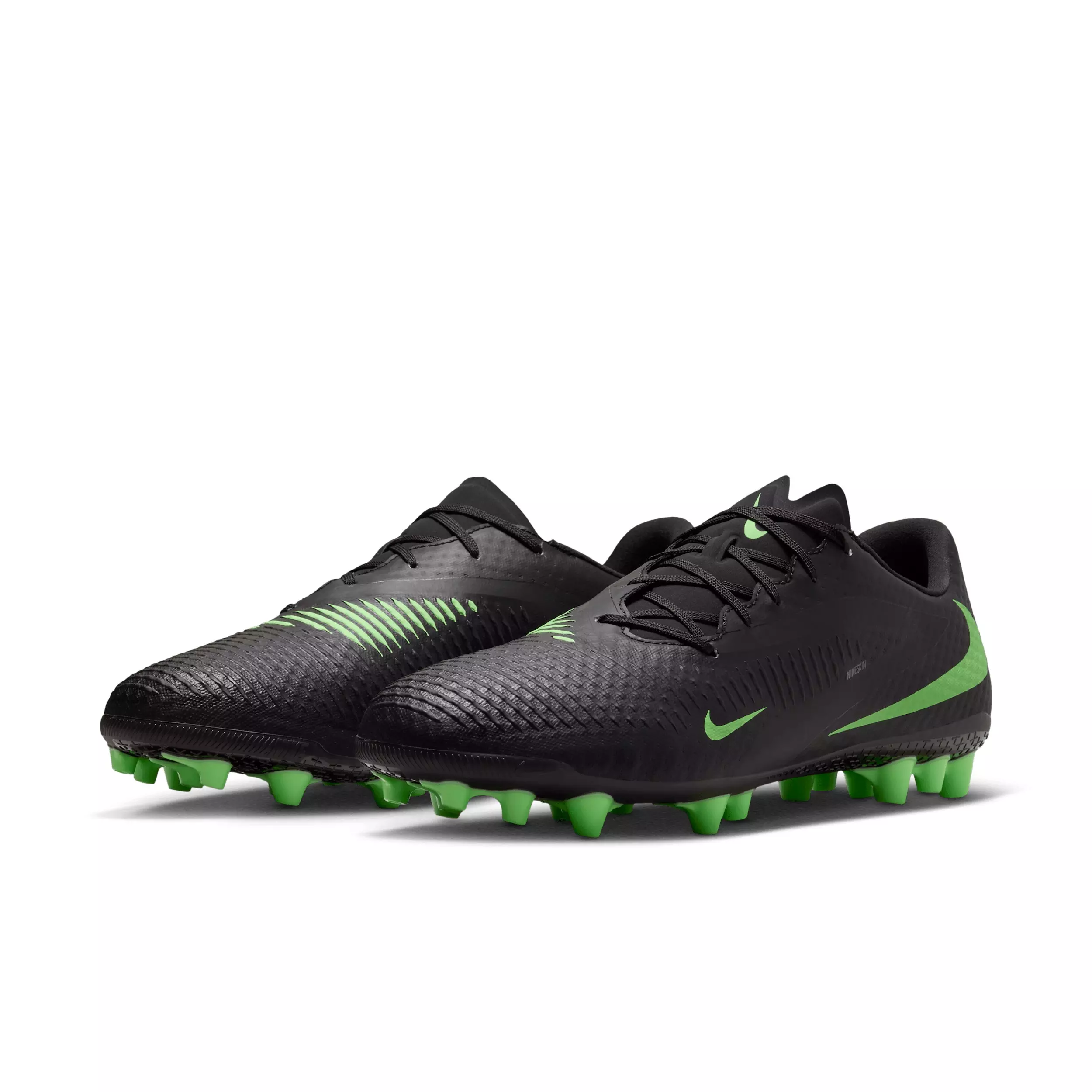 Nike Phantom 6 Low Academy AG "Black/Black/Illusion Green" Men's Soccer Cleat - BLACK/BLACK/GREEN