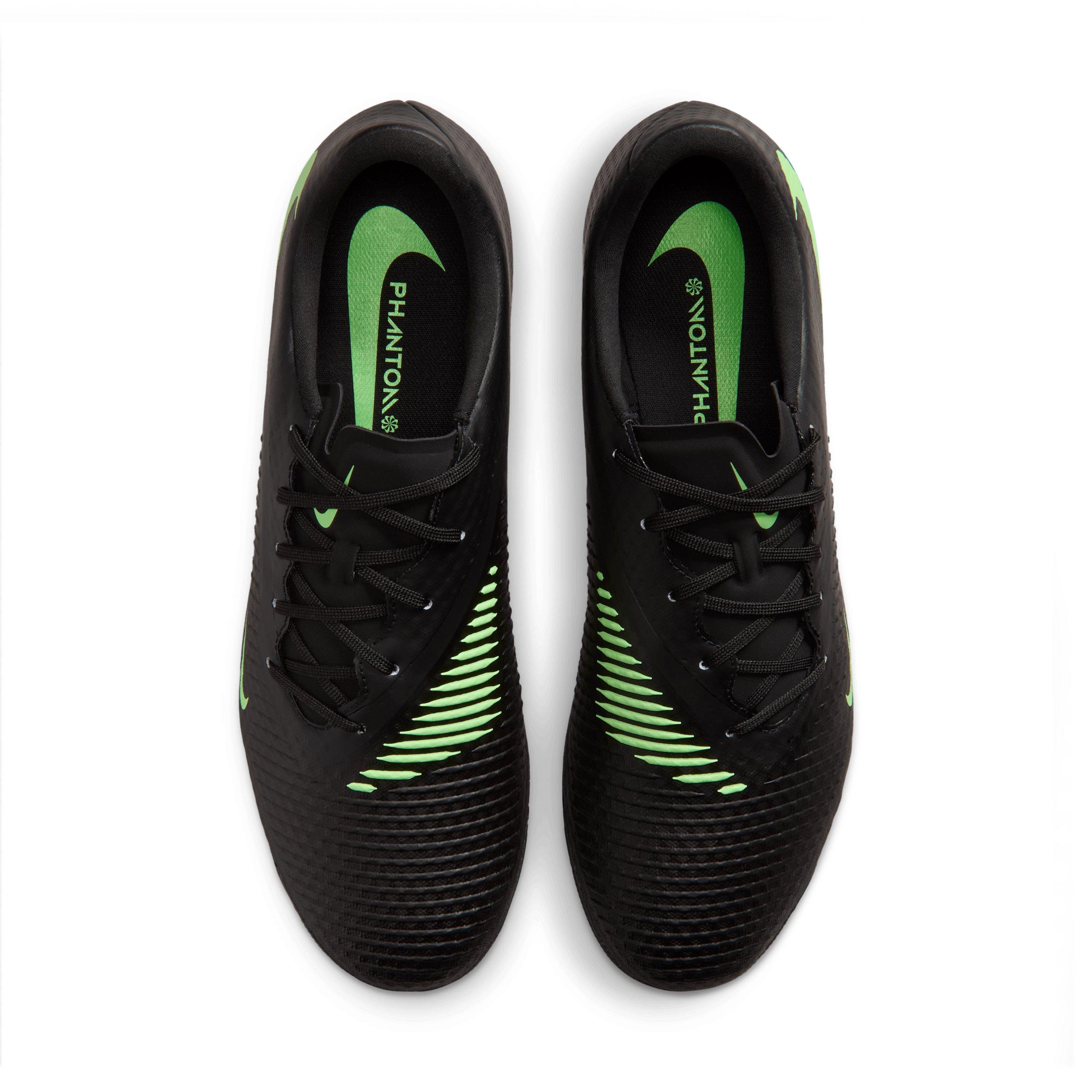 Nike Phantom 6 Low Academy AG "Black/Black/Illusion Green" Men's Soccer Cleat - BLACK/BLACK/GREEN