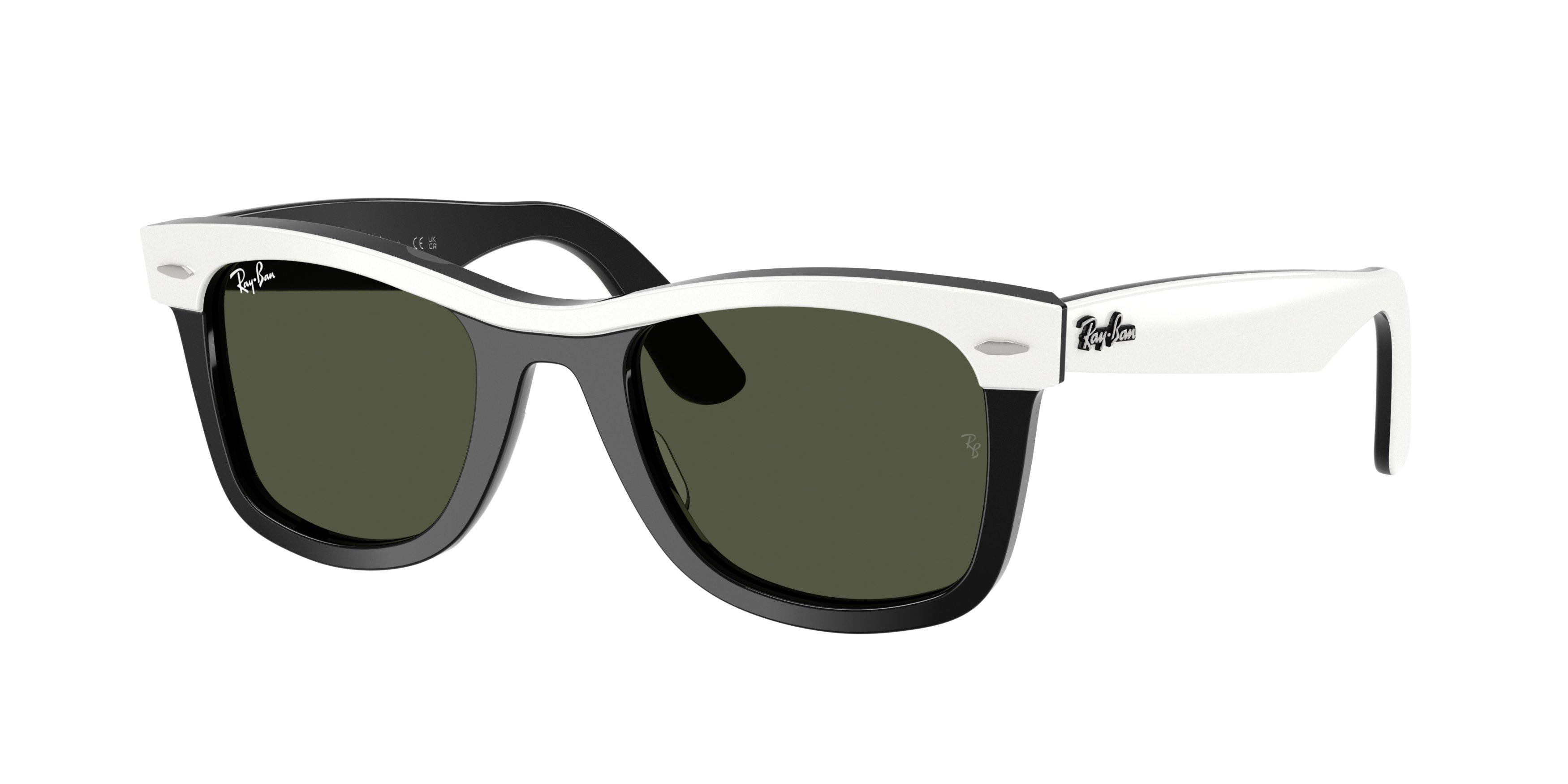 Ray-Ban Wayfarer Green Sunglasses &ndash; White on Black - WHITE/BLACK Thumbnail View 1