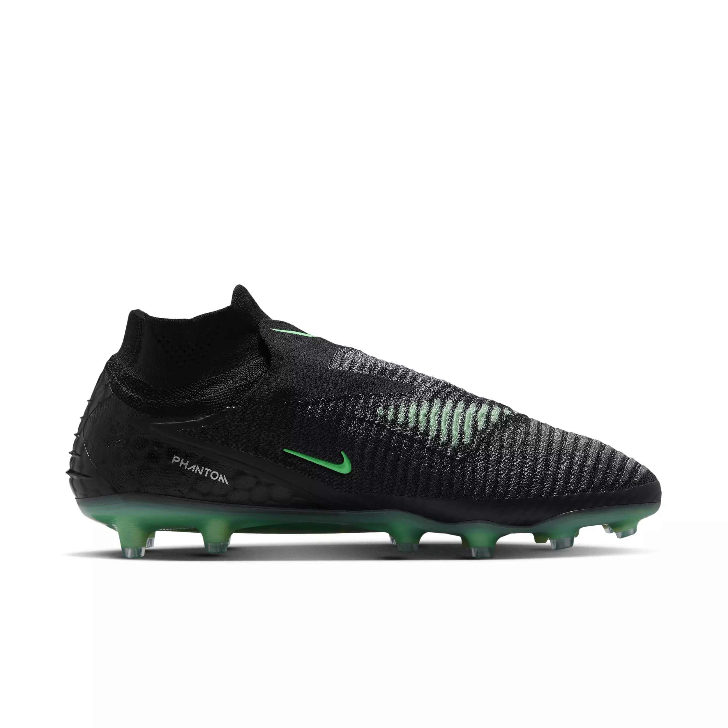 Nike Phantom 6 High Elite AG "Black/Black/Illusion Green" Men's Soccer Cleat - BLACK/BLACK/GREEN