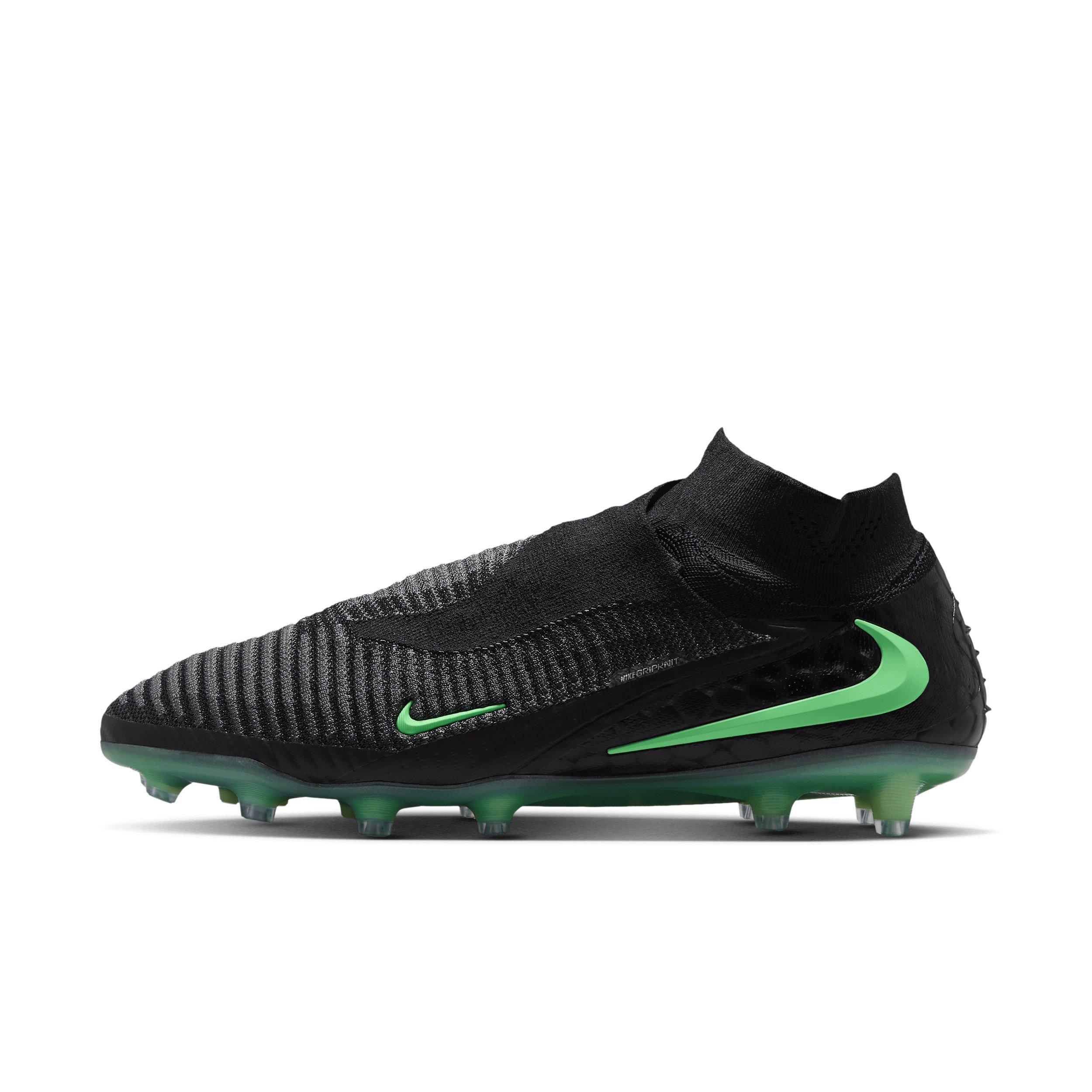 Nike Phantom 6 High Elite AG "Black/Black/Illusion Green" Men's Soccer Cleat - BLACK/BLACK/GREEN Thumbnail View 2