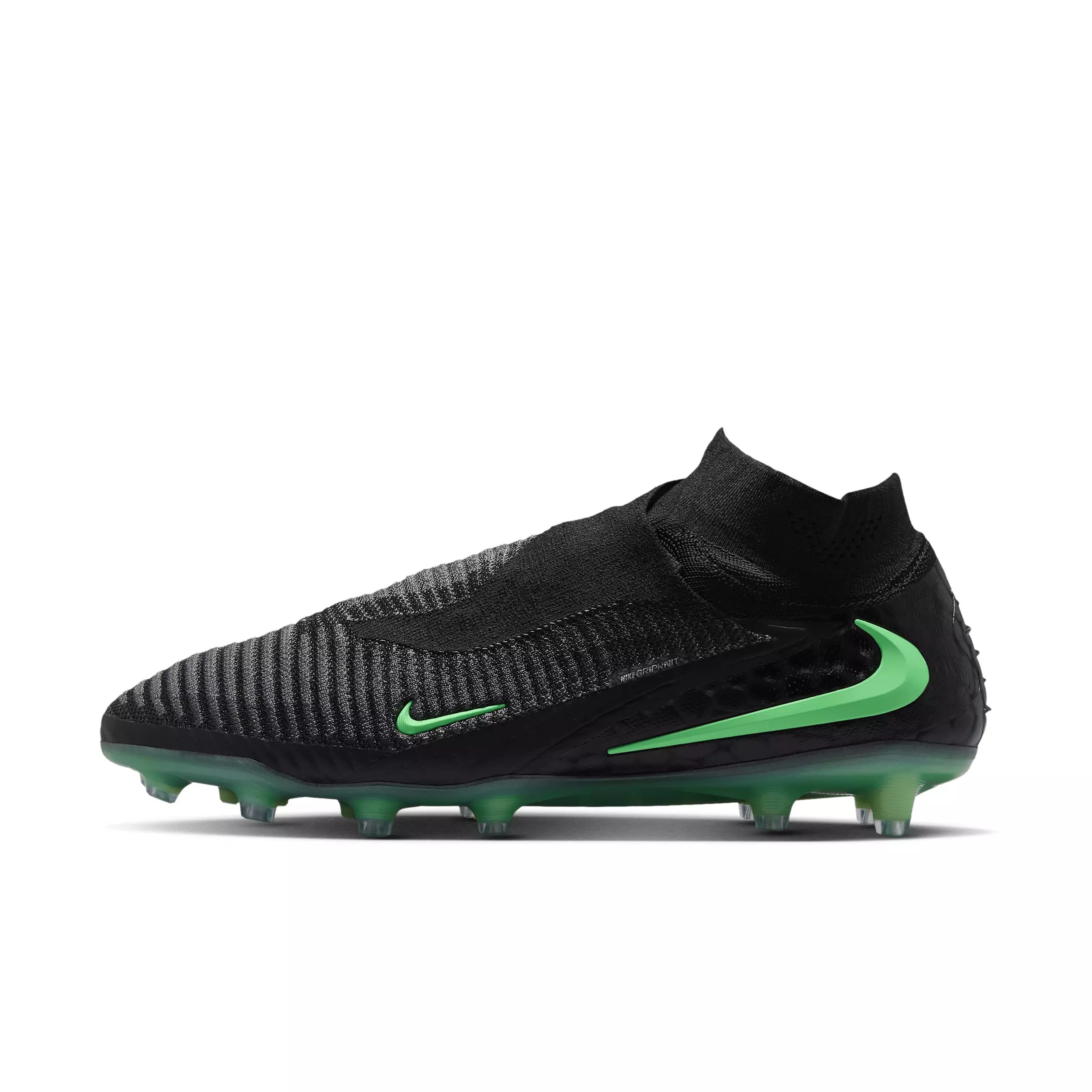 Nike Phantom 6 High Elite AG "Black/Black/Illusion Green" Men's Soccer Cleat - BLACK/BLACK/GREEN