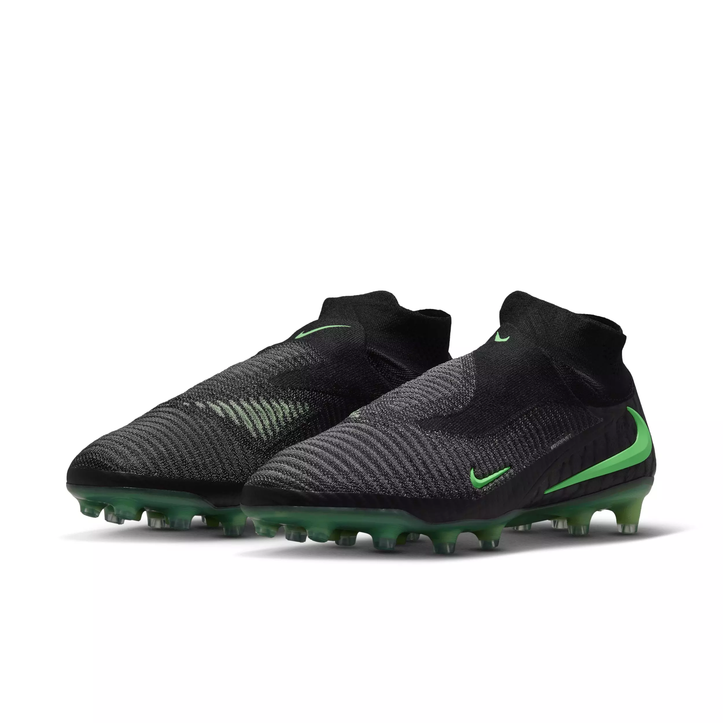 Nike Phantom 6 High Elite AG "Black/Black/Illusion Green" Men's Soccer Cleat - BLACK/BLACK/GREEN