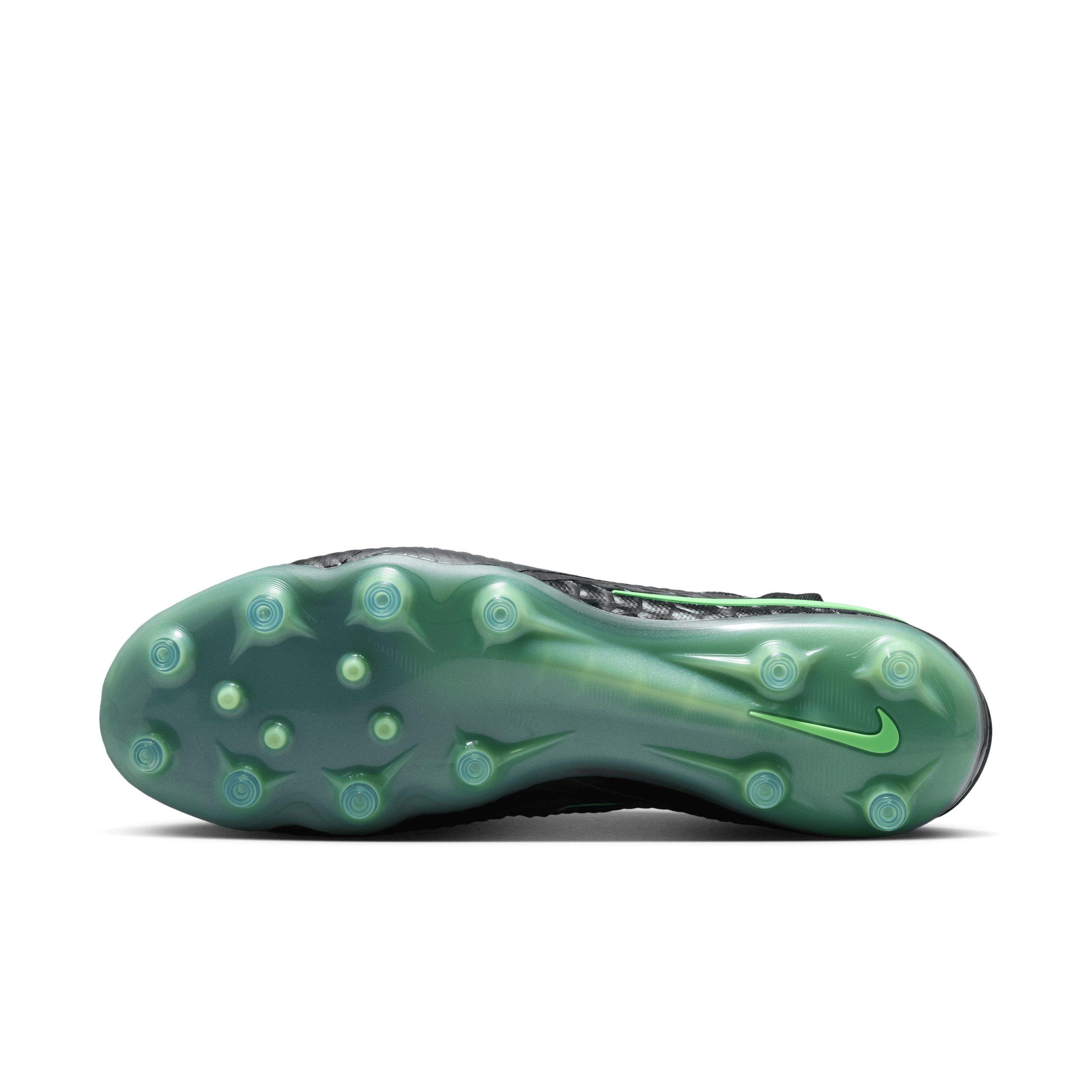 Nike Phantom 6 High Elite AG "Black/Black/Illusion Green" Men's Soccer Cleat - BLACK/BLACK/GREEN Thumbnail View 6