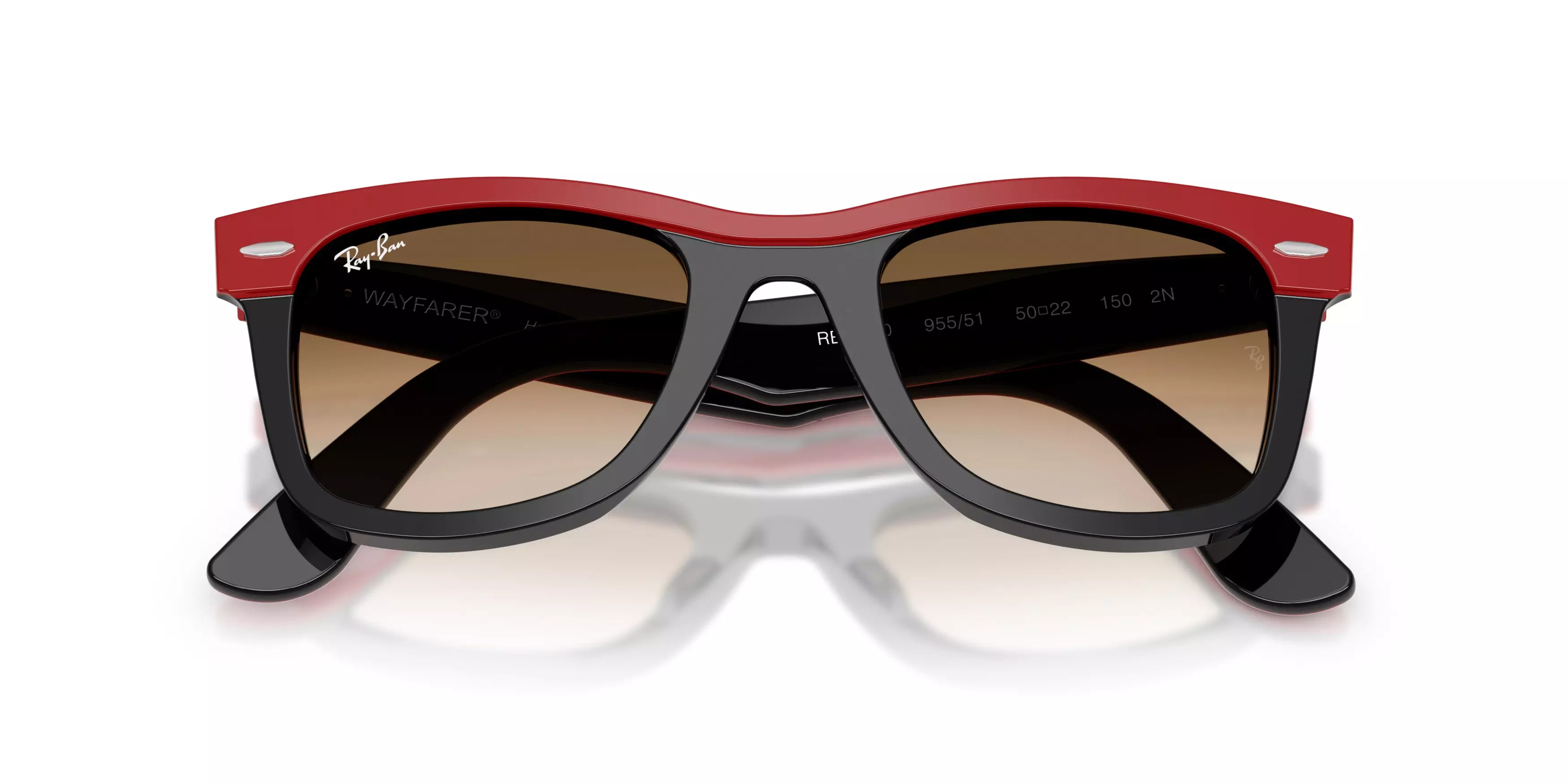 Ray-Ban Wayfarer Brown Gradient Sunglasses – Red on Black - RED/BLACK