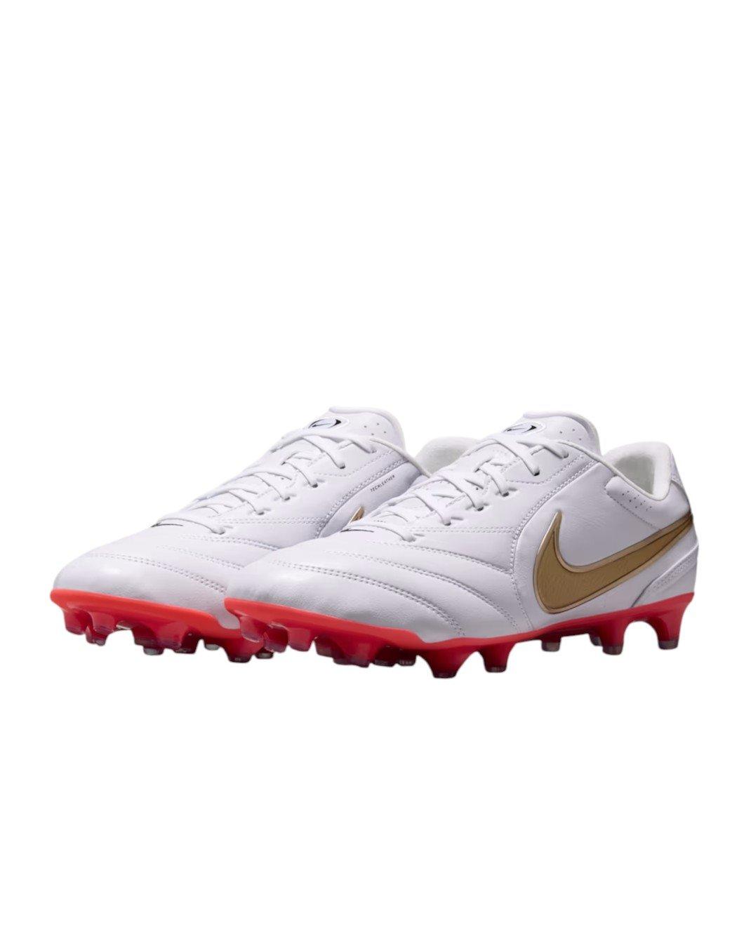 Nike Tiempo Ligera Pro FG "White/Bright Crimson/Blur" Men's Soccer Cleat - WHITE/CRIMSON/BLUR