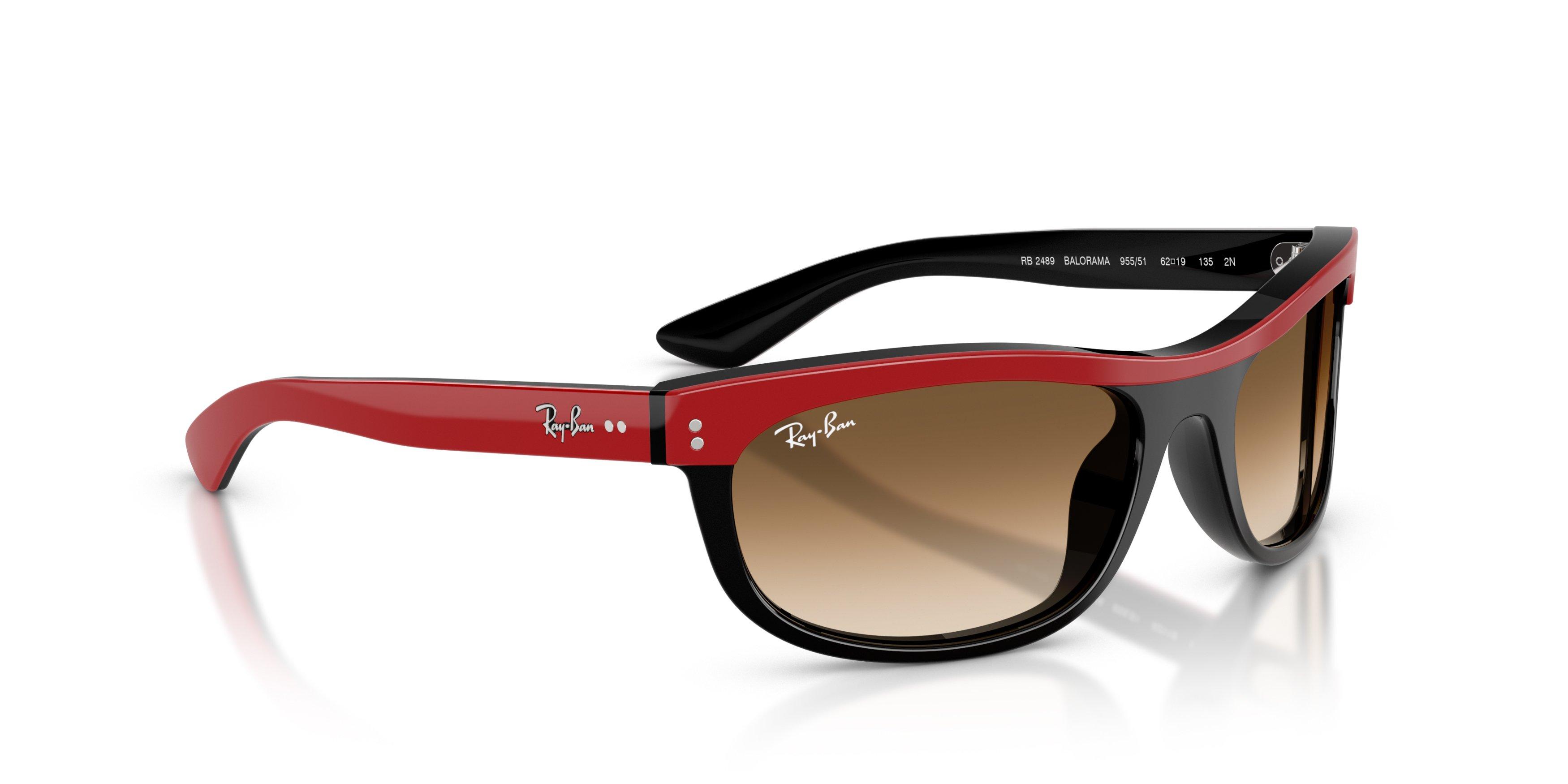 Ray-Ban Balorama Transparent Brown Gradient Sunglasses &ndash; Red On Black - RED/BLACK Thumbnail View 4