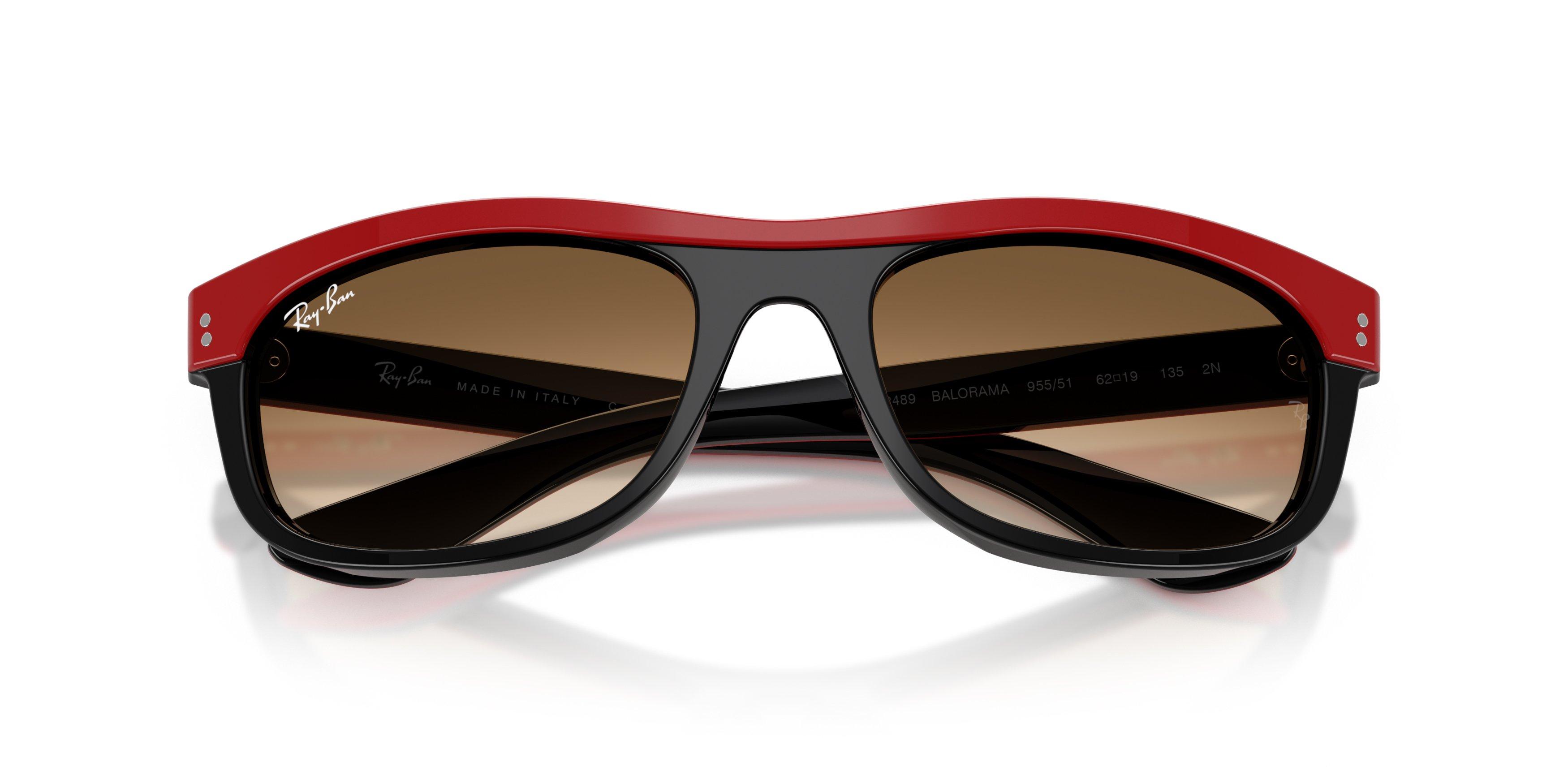 Ray-Ban Balorama Transparent Brown Gradient Sunglasses &ndash; Red On Black - RED/BLACK Thumbnail View 6