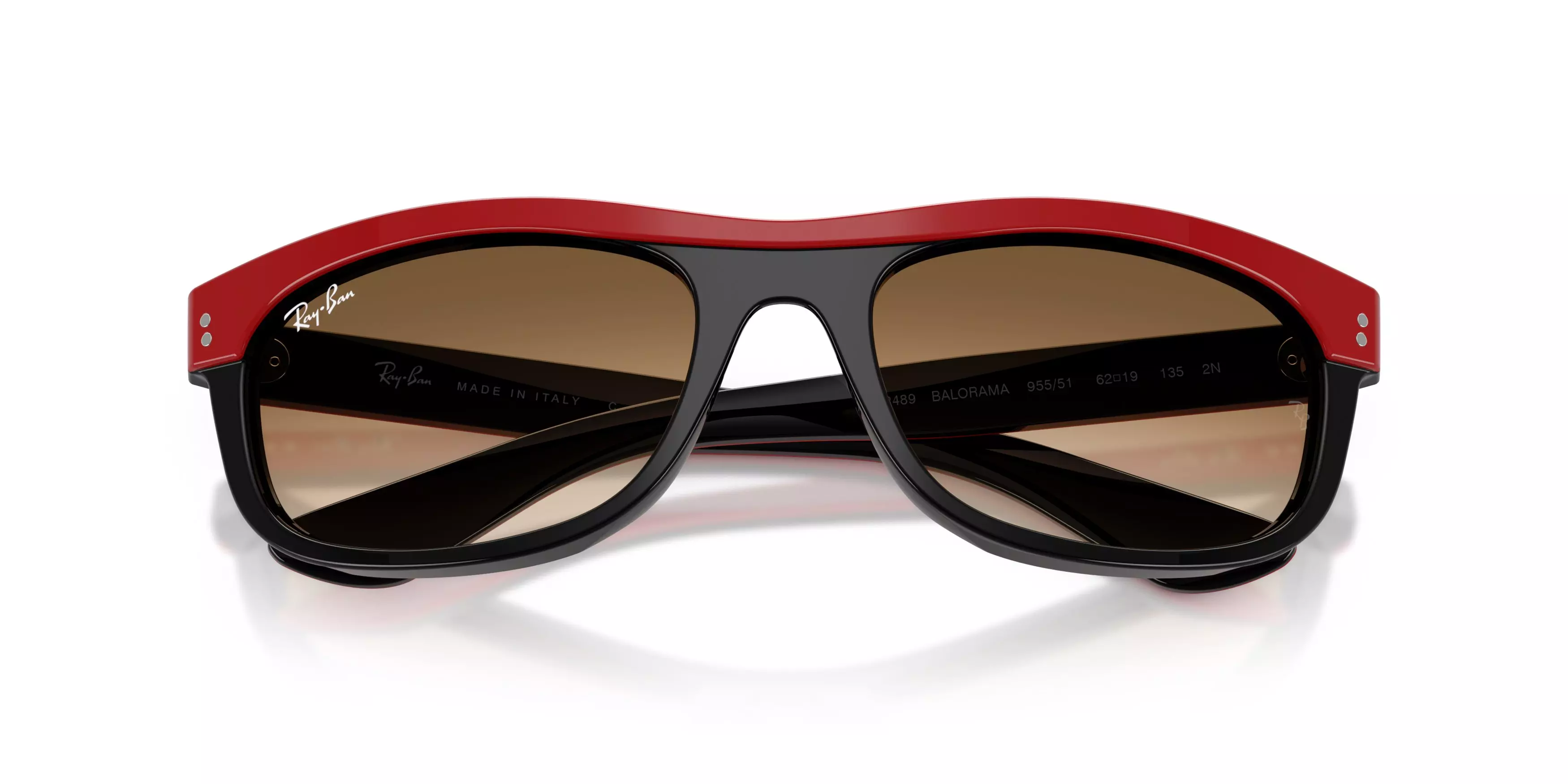 Ray-Ban Balorama Transparent Brown Gradient Sunglasses &ndash; Red On Black - RED/BLACK