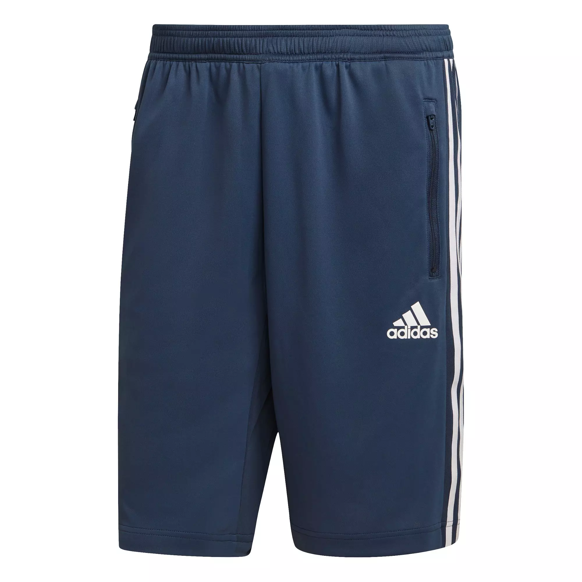 adidas Men's Navy/White Designed 2 Move 3-Stripes Primeblue Shorts (Extended Sizes) - NAVY/WHITE