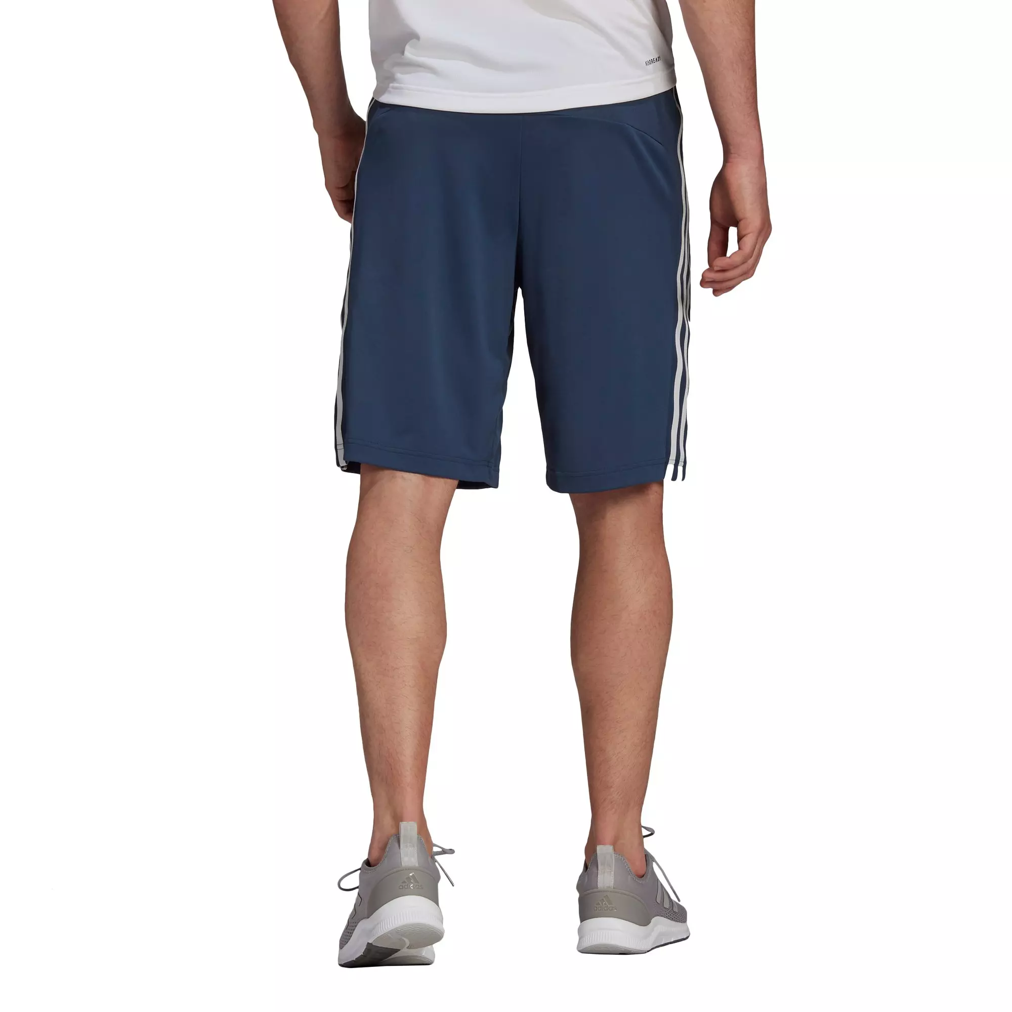 adidas Men's Navy/White Designed 2 Move 3-Stripes Primeblue Shorts (Extended Sizes) - NAVY/WHITE