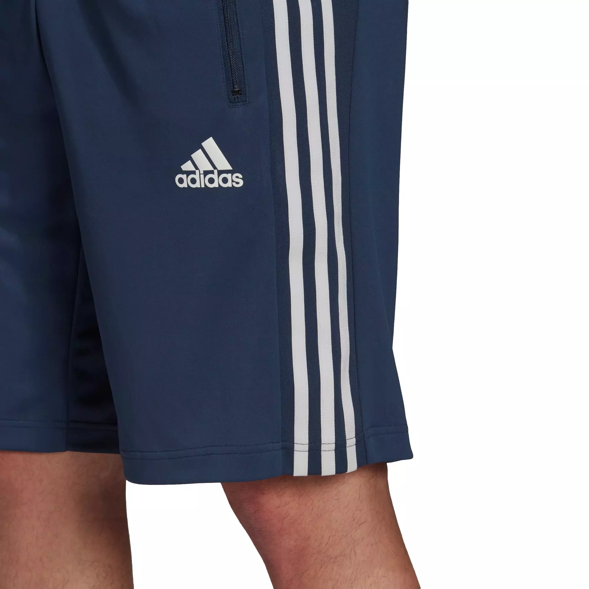 adidas Men's Navy/White Designed 2 Move 3-Stripes Primeblue Shorts (Extended Sizes) - NAVY/WHITE