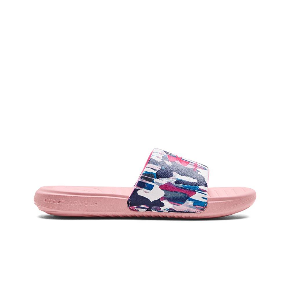 Pink camo clearance under armour slides