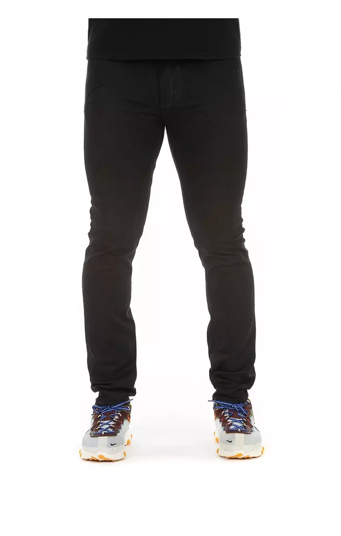 Hustle Gang Men's Slim Fit Black Inkwell Jeans - BLACK