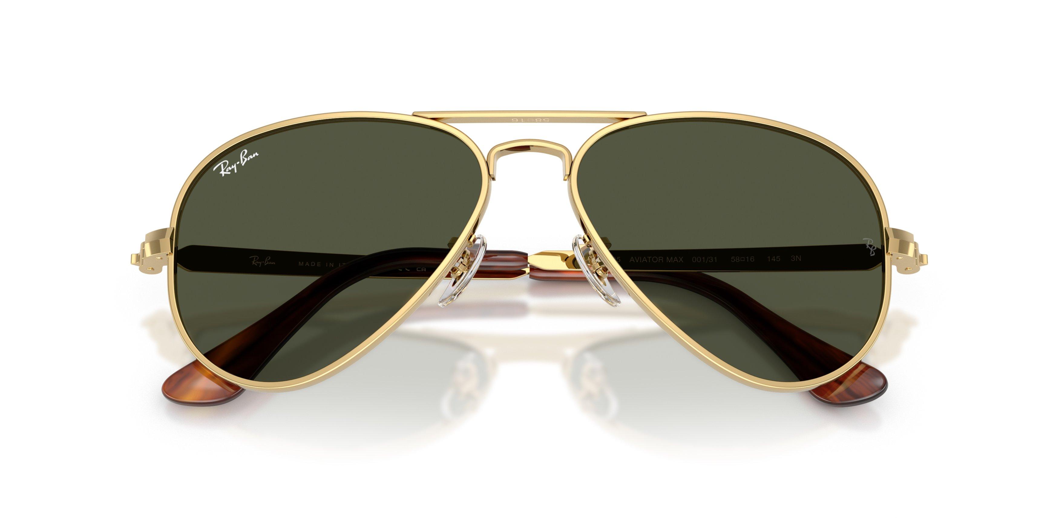 Ray-Ban Aviator Max Green Sunglasses &ndash; Polished Arista Gold - GOLD/GREEN Thumbnail View 6