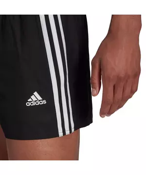 adidas Swim 3 stripes swim shorts in black and white