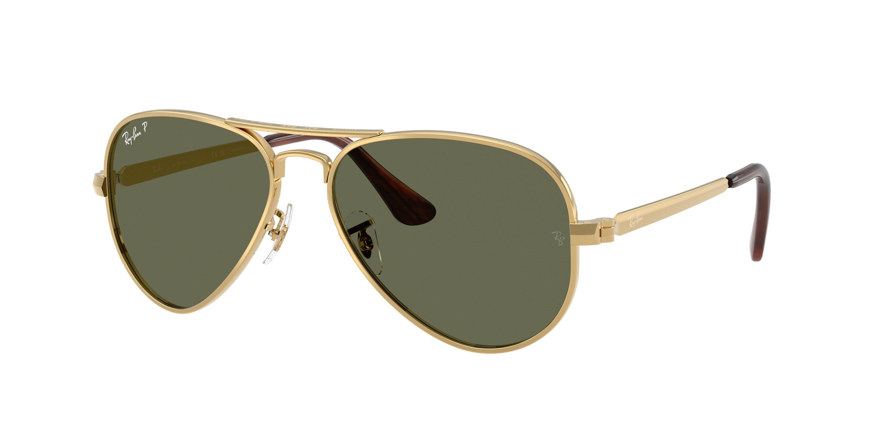 Ray-Ban Aviator Max Green Polarized Sunglasses &ndash; Polished Arista Gold - GOLD/GREEN Thumbnail View 1