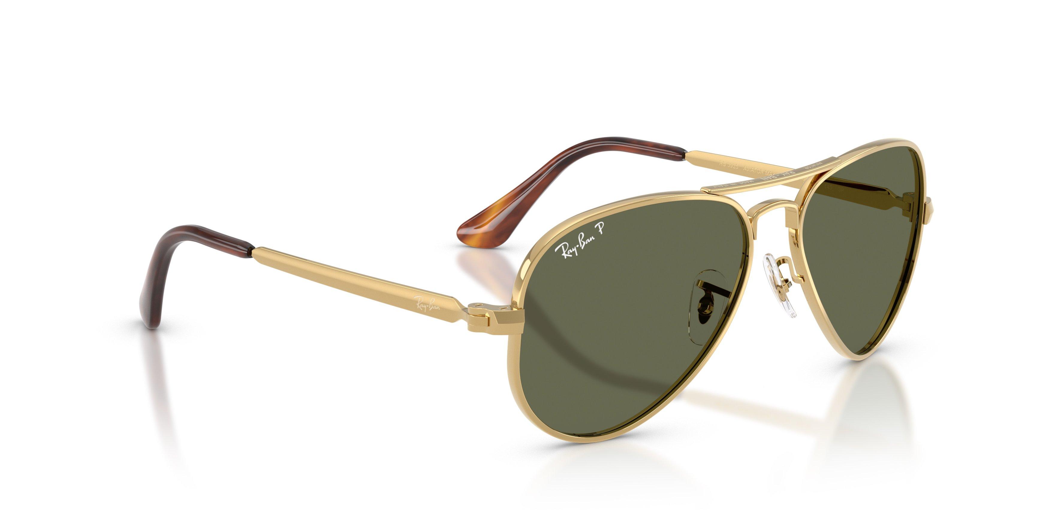 Ray-Ban Aviator Max Green Polarized Sunglasses &ndash; Polished Arista Gold - GOLD/GREEN Thumbnail View 4