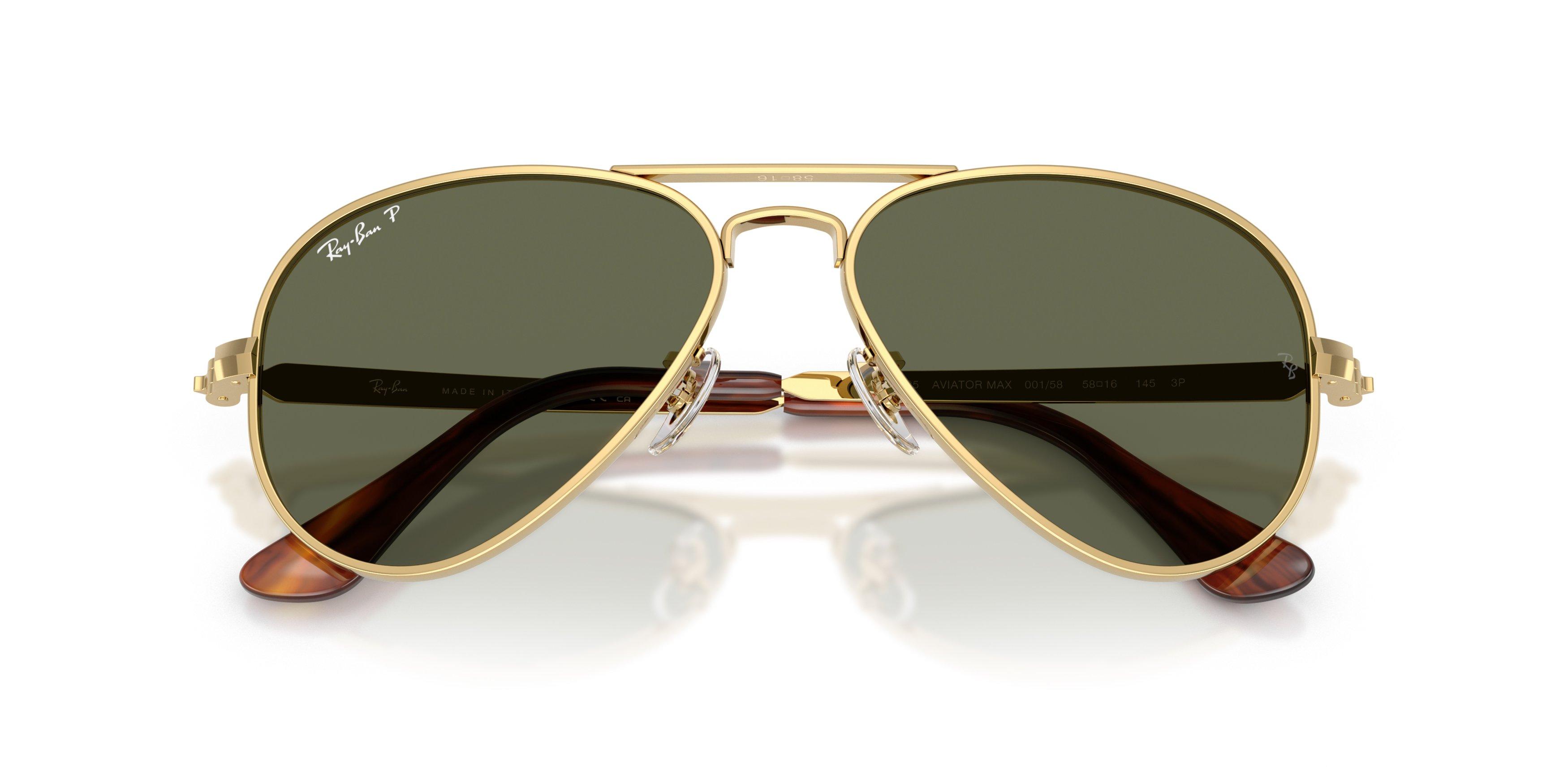 Ray-Ban Aviator Max Green Polarized Sunglasses &ndash; Polished Arista Gold - GOLD/GREEN Thumbnail View 6