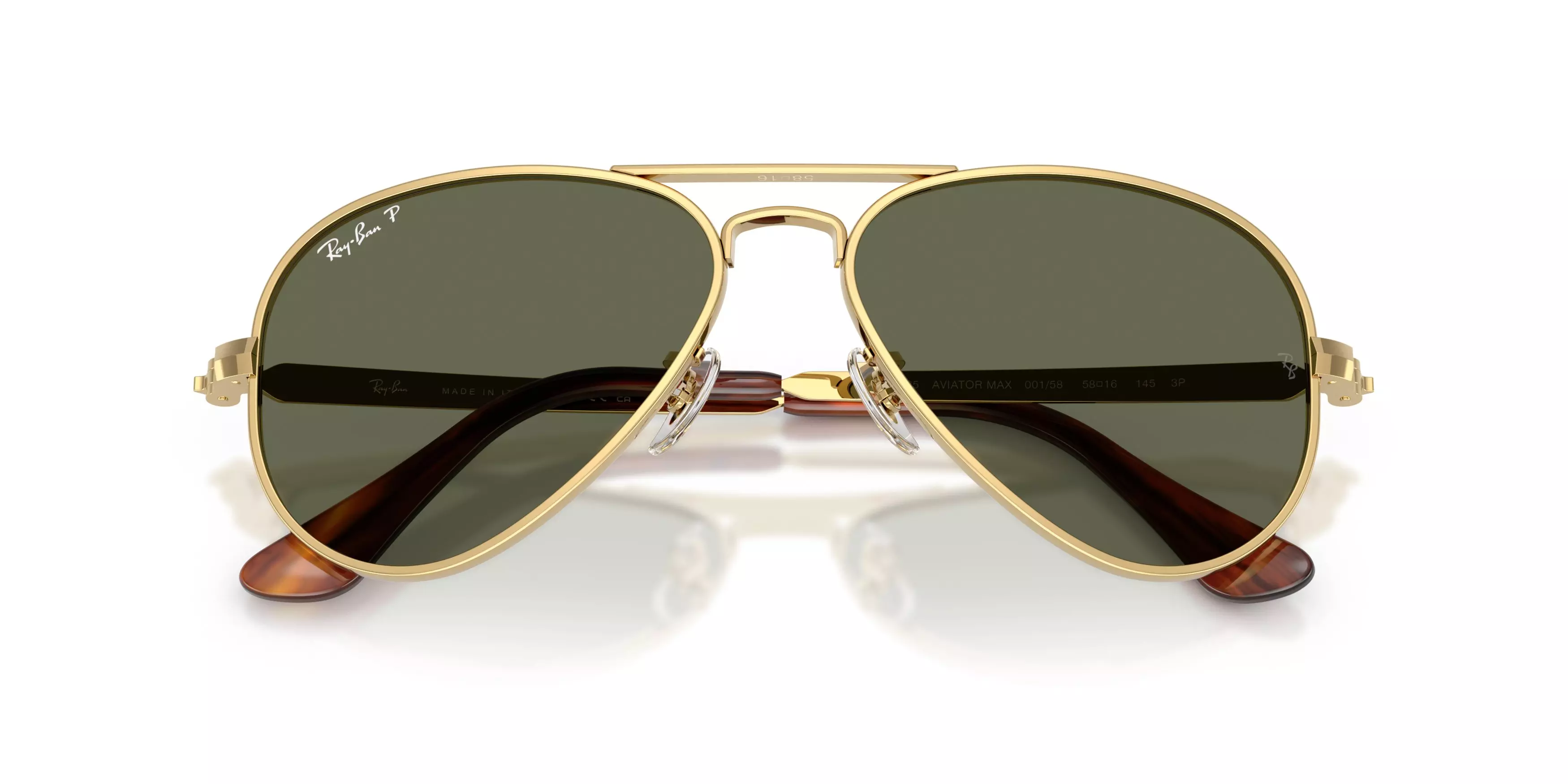 Ray-Ban Aviator Max Green Polarized Sunglasses – Polished Arista Gold - GOLD/GREEN