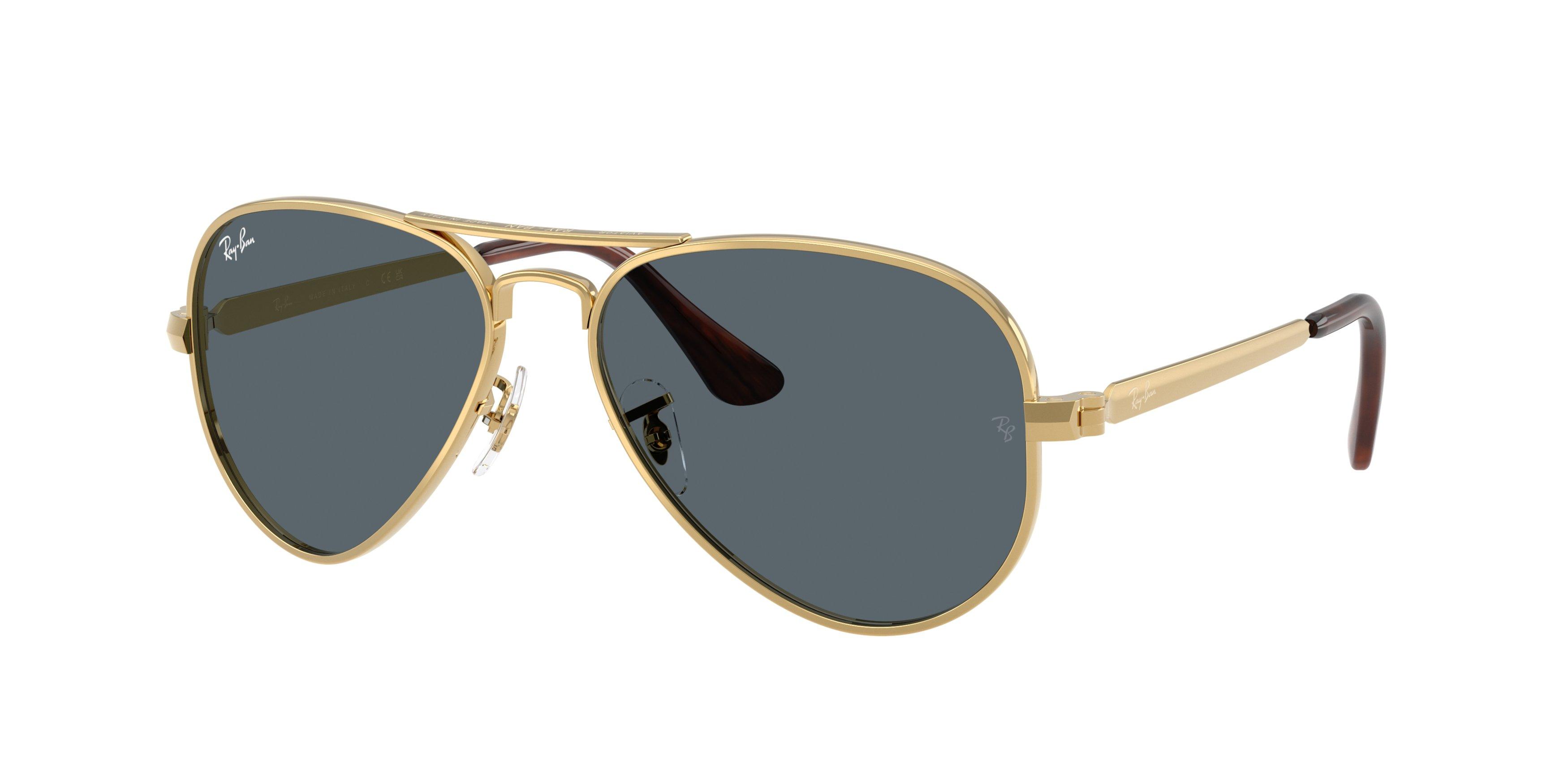 Ray-Ban Aviator Max Blue Sunglasses &ndash; Polished Arista Gold - GOLD Thumbnail View 1