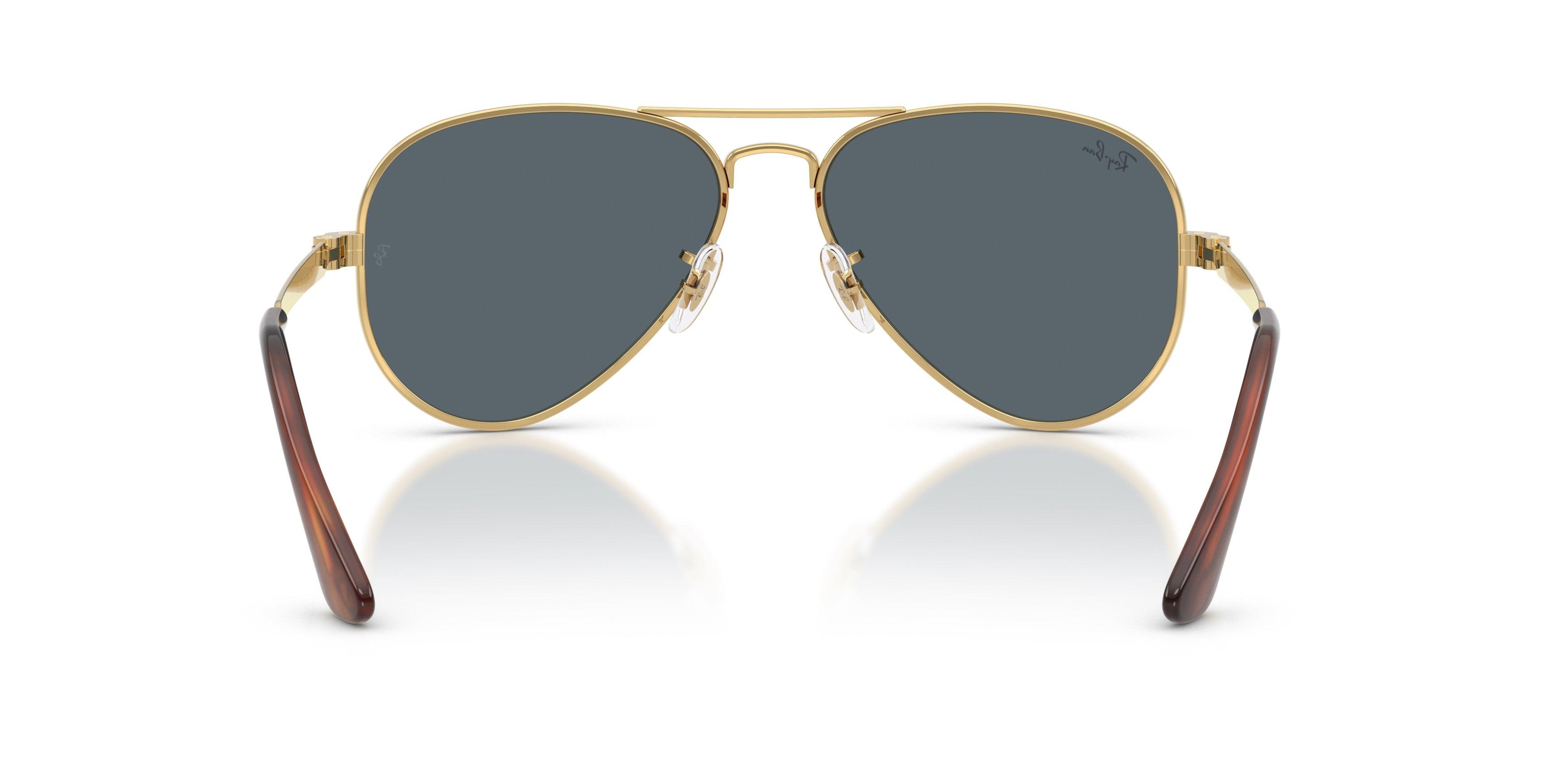 Ray-Ban Aviator Max Blue Sunglasses &ndash; Polished Arista Gold - GOLD Thumbnail View 3