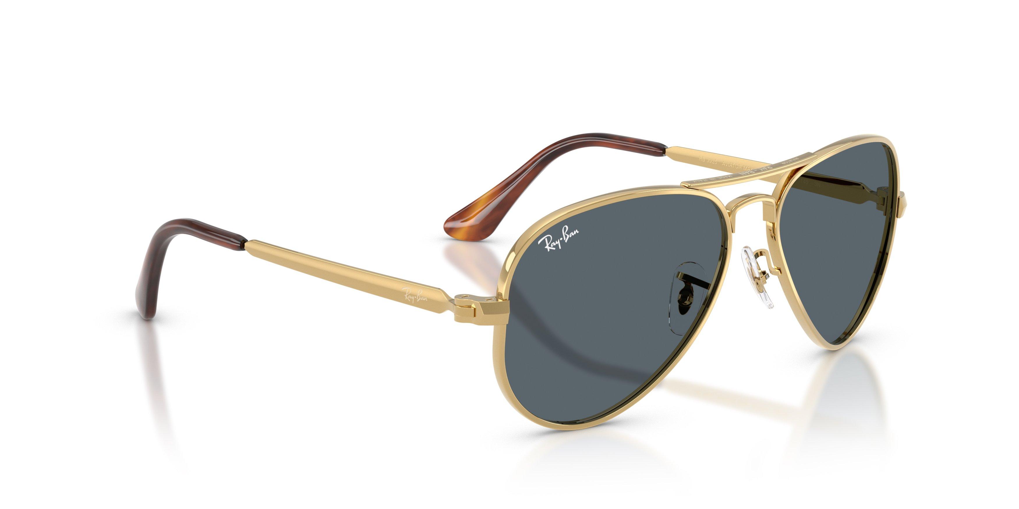 Ray-Ban Aviator Max Blue Sunglasses &ndash; Polished Arista Gold - GOLD Thumbnail View 4