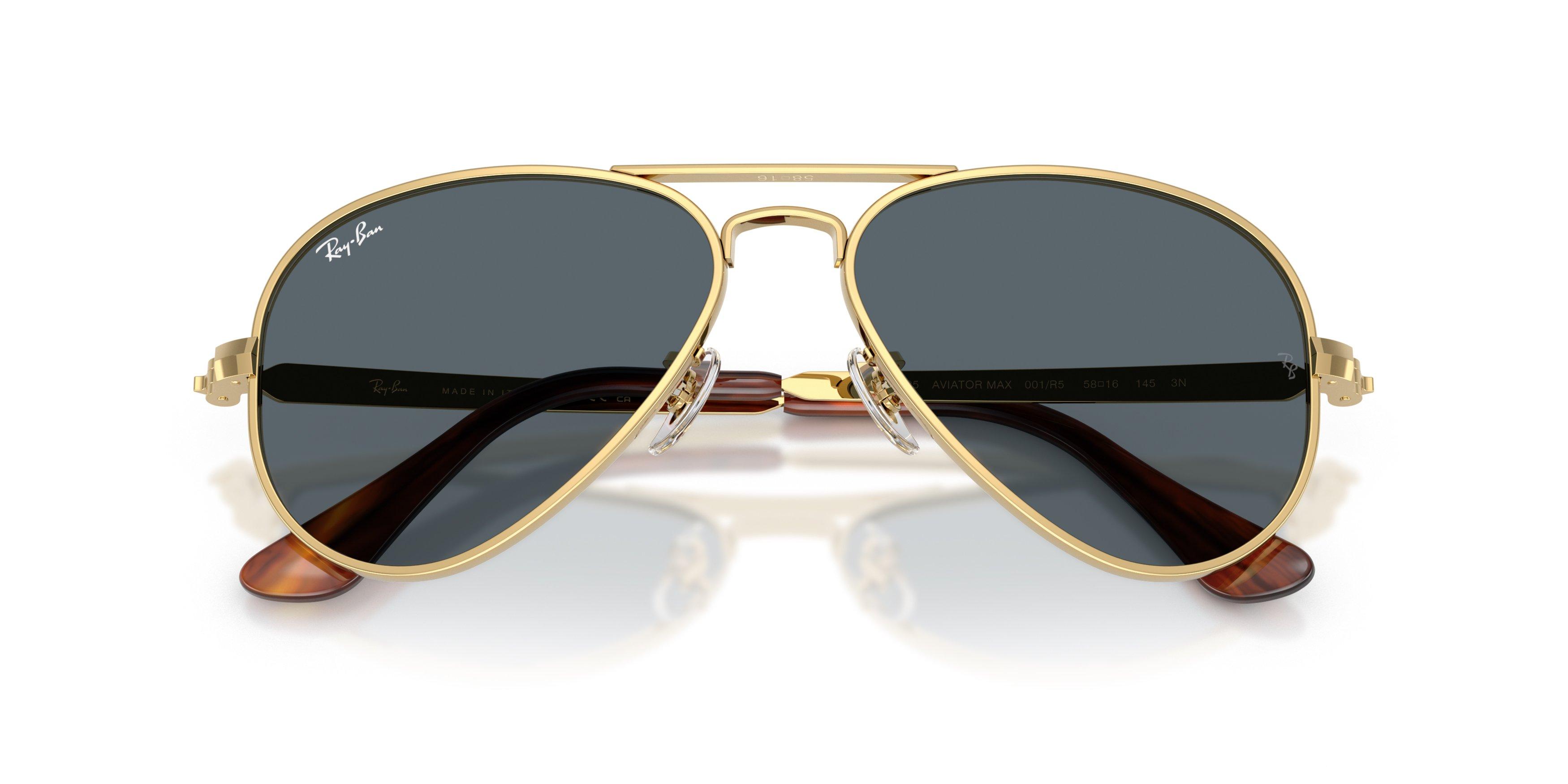 Ray-Ban Aviator Max Blue Sunglasses &ndash; Polished Arista Gold - GOLD Thumbnail View 6