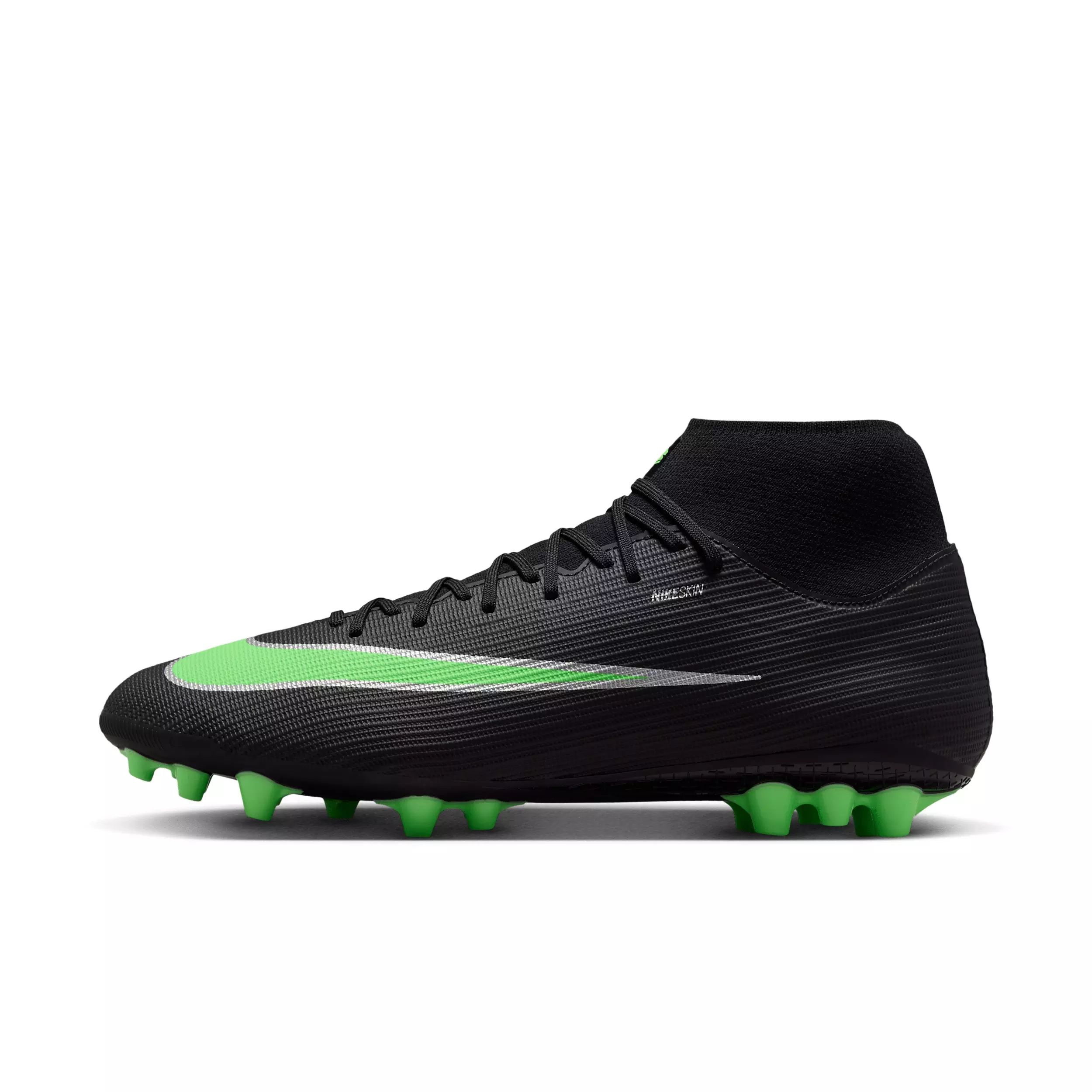 Nike Mercurial Superfly 11 Academy AG  "Black/Black/Illusion Green" Men's Soccer Cleat - BLACK/BLACK/GREEN