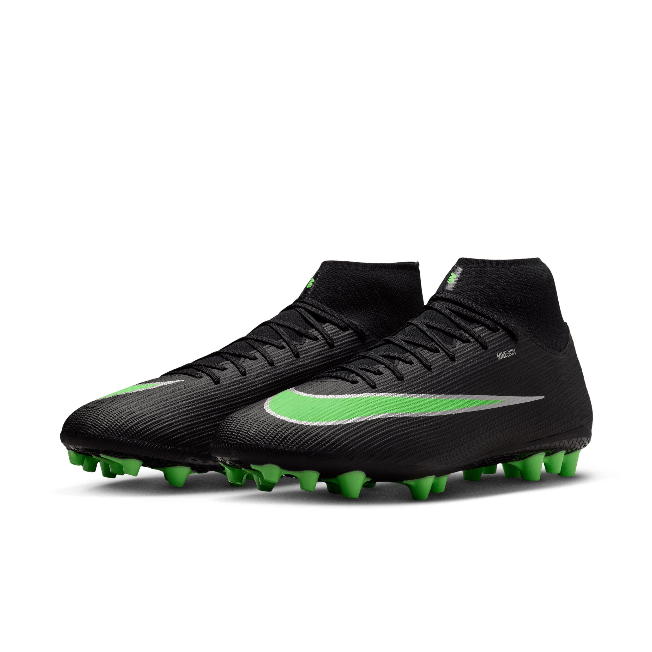Nike Mercurial Superfly 11 Academy AG  "Black/Black/Illusion Green" Men's Soccer Cleat - BLACK/BLACK/GREEN Thumbnail View 3