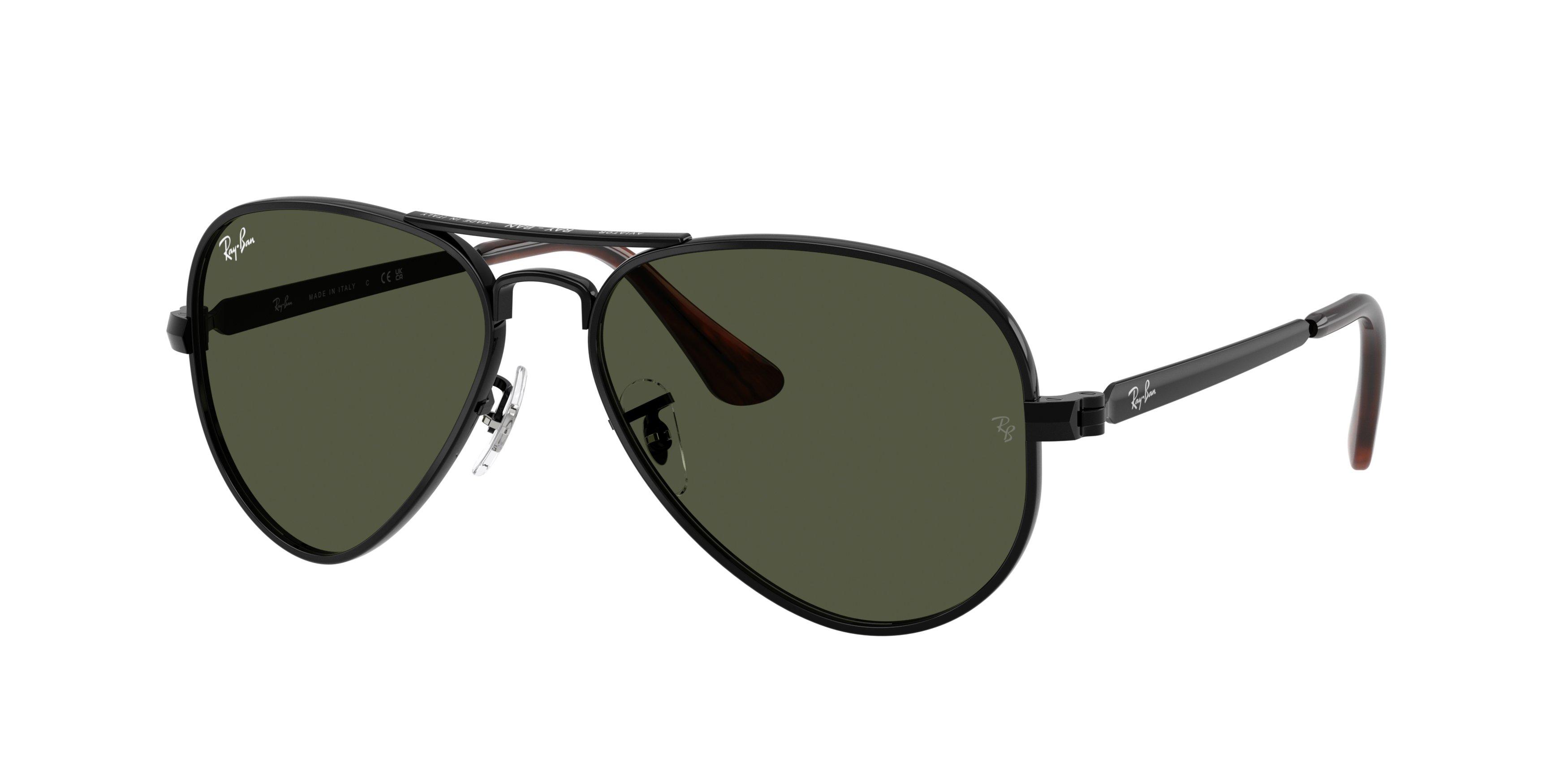 Ray-Ban Aviator Max Green Sunglasses &ndash; Polished Black - BLACK/GREEN Thumbnail View 1