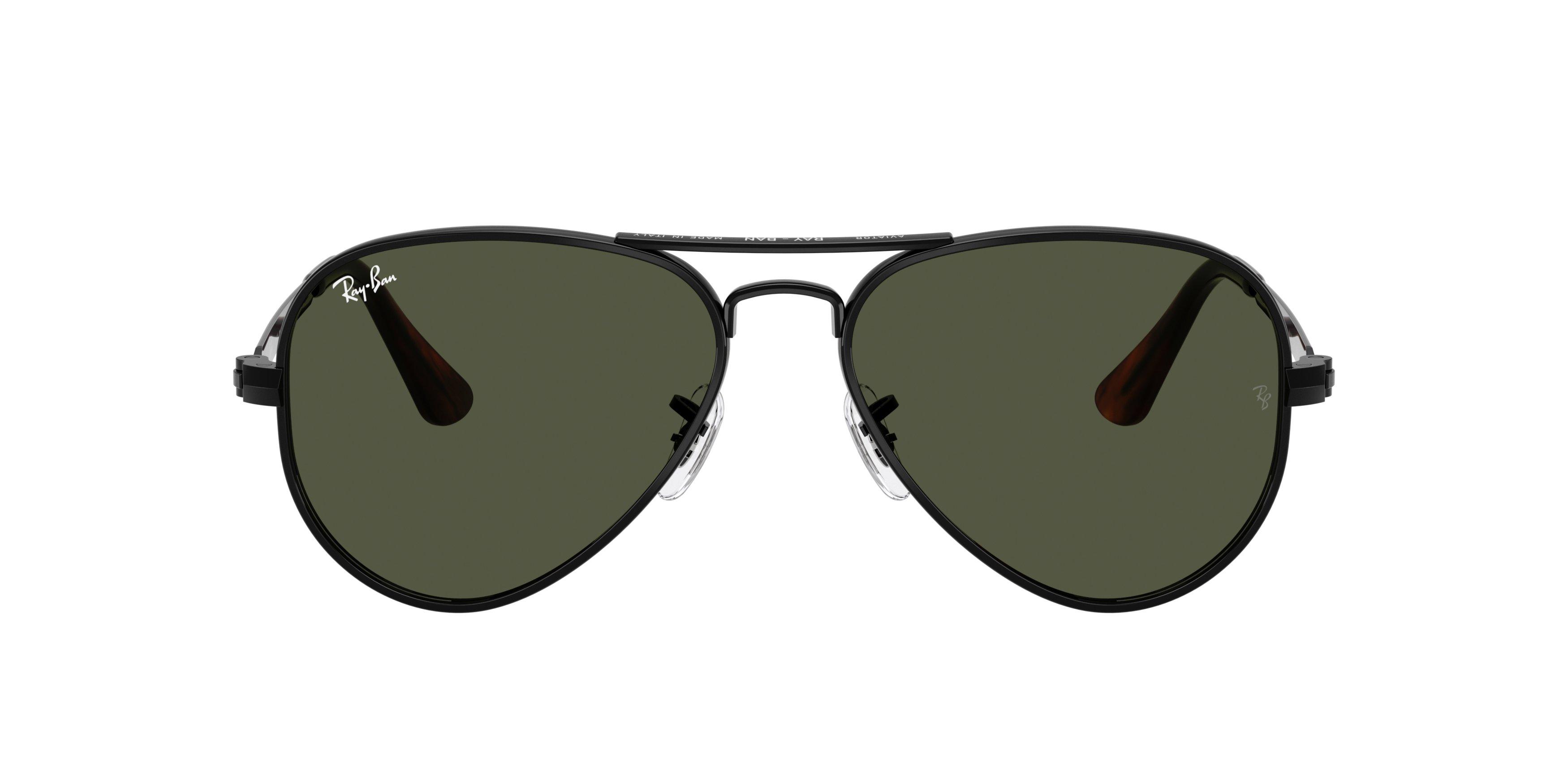 Ray-Ban Aviator Max Green Sunglasses &ndash; Polished Black - BLACK/GREEN Thumbnail View 2
