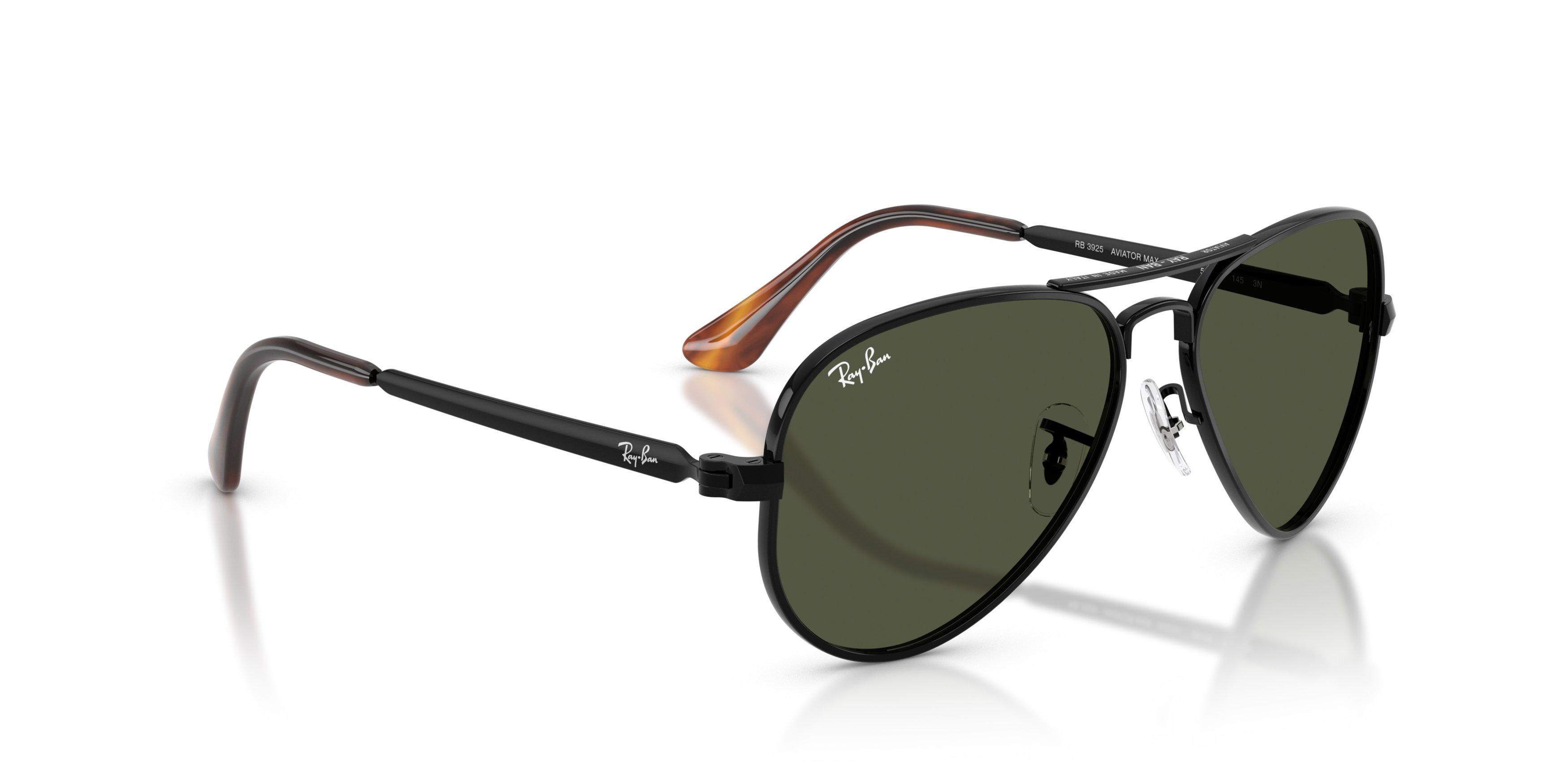 Ray-Ban Aviator Max Green Sunglasses &ndash; Polished Black - BLACK/GREEN Thumbnail View 4
