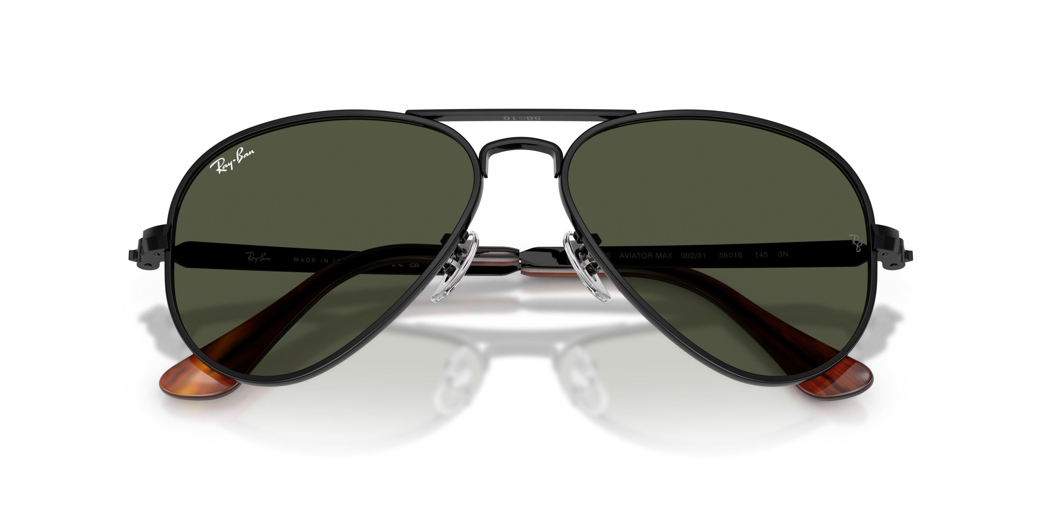 Ray-Ban Aviator Max Green Sunglasses &ndash; Polished Black - BLACK/GREEN Thumbnail View 6