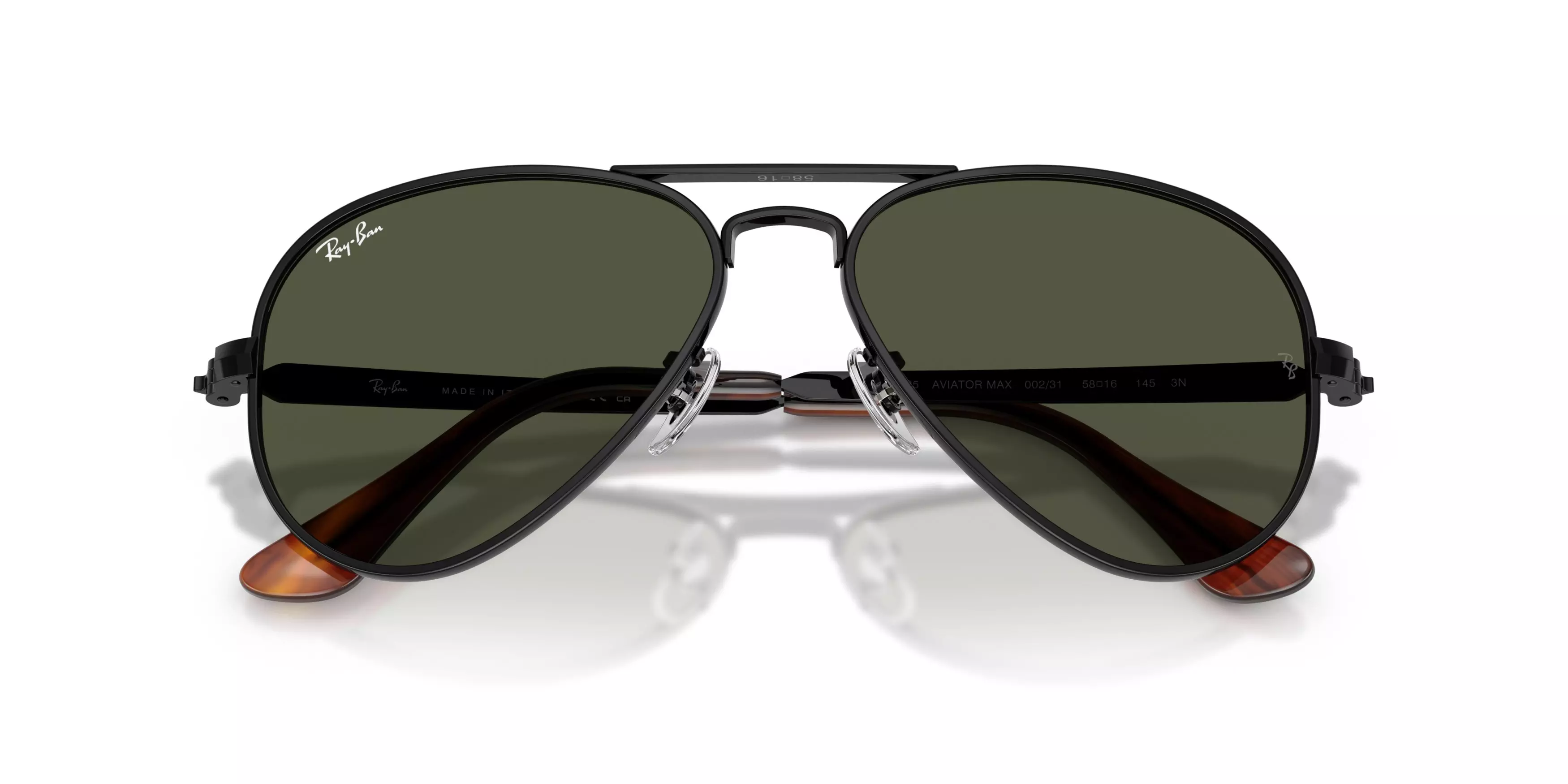 Ray-Ban Aviator Max Green Sunglasses – Polished Black - BLACK/GREEN